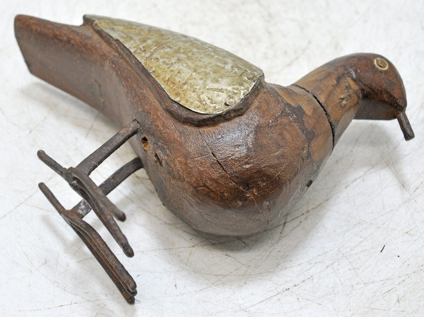 Vintage Wooden Bird Figurine Original Old Hand Carved