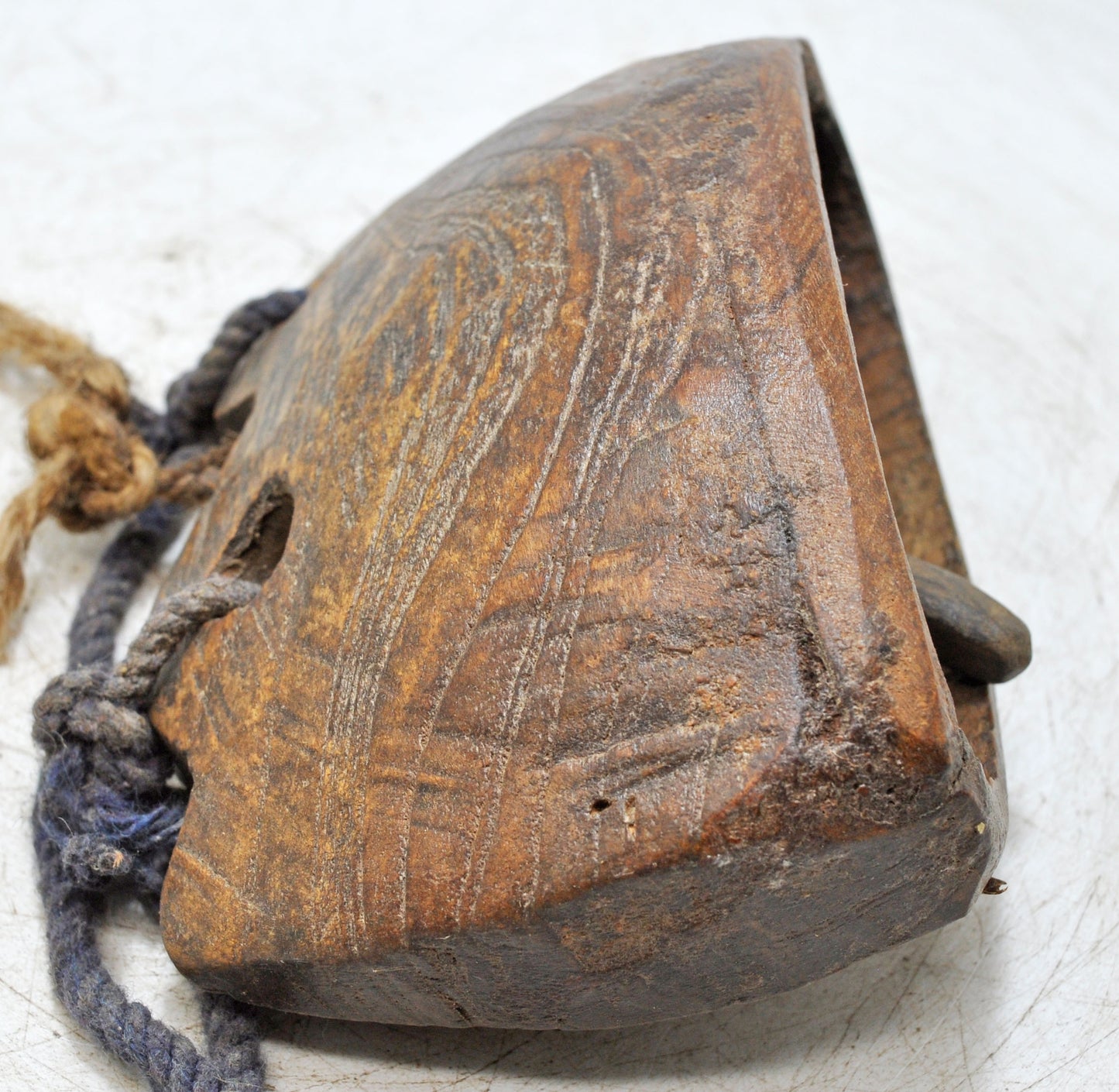 Antique Wooden Animals Cow Bell Original Old Hand Carved
