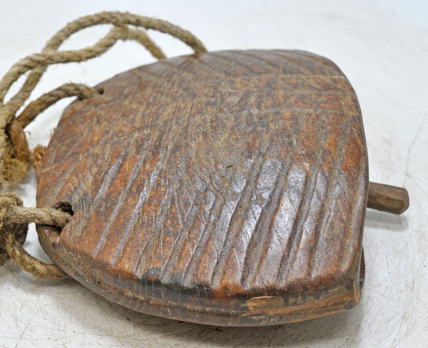 Antique Wooden Animals Cow Bell Original Old Hand Carved