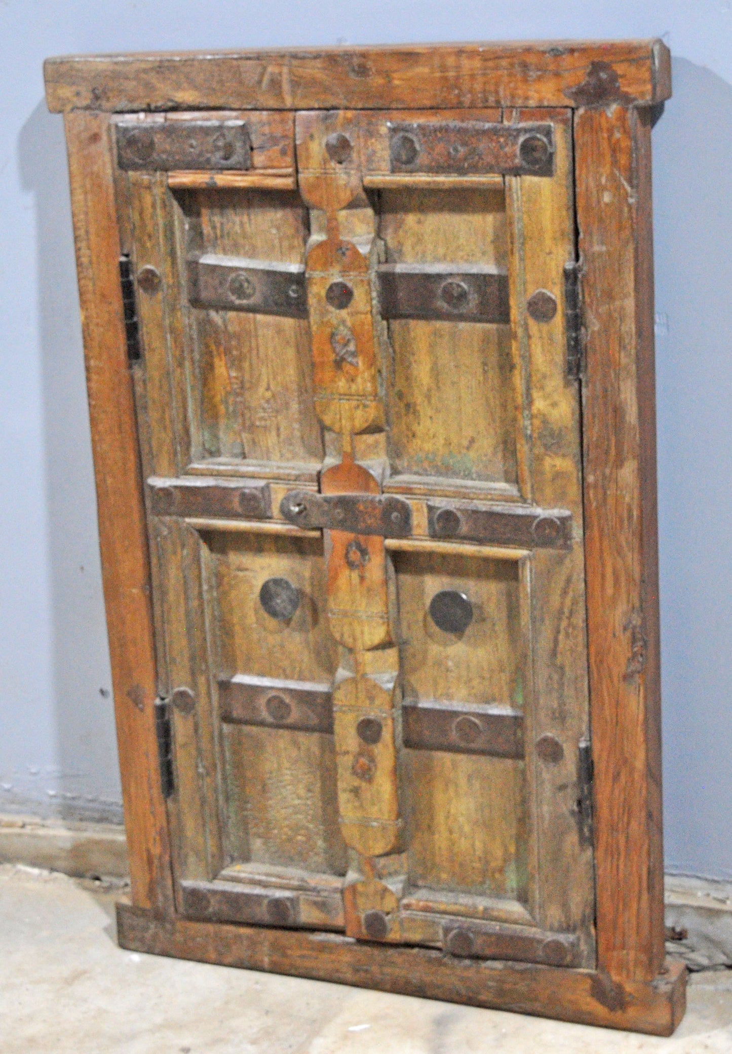 Antique Wooden Wall Décor Large Window Frame With 2 Panels Original Old Hand Crafted