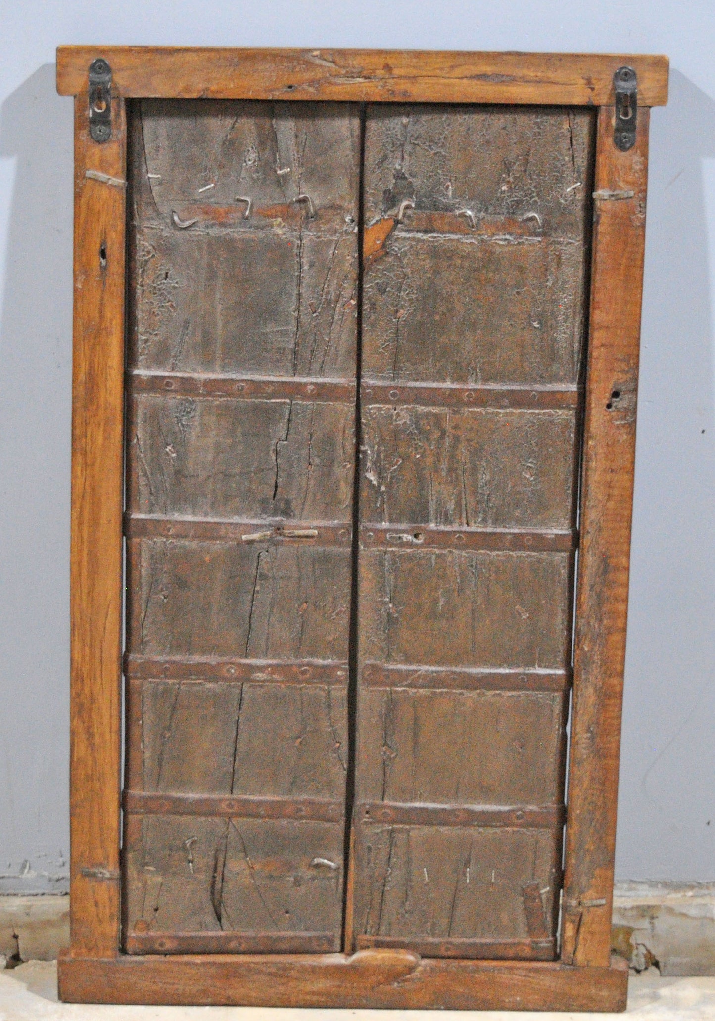 Antique Wooden Wall Décor Large Window Frame With 2 Panels Original Old Hand Crafted