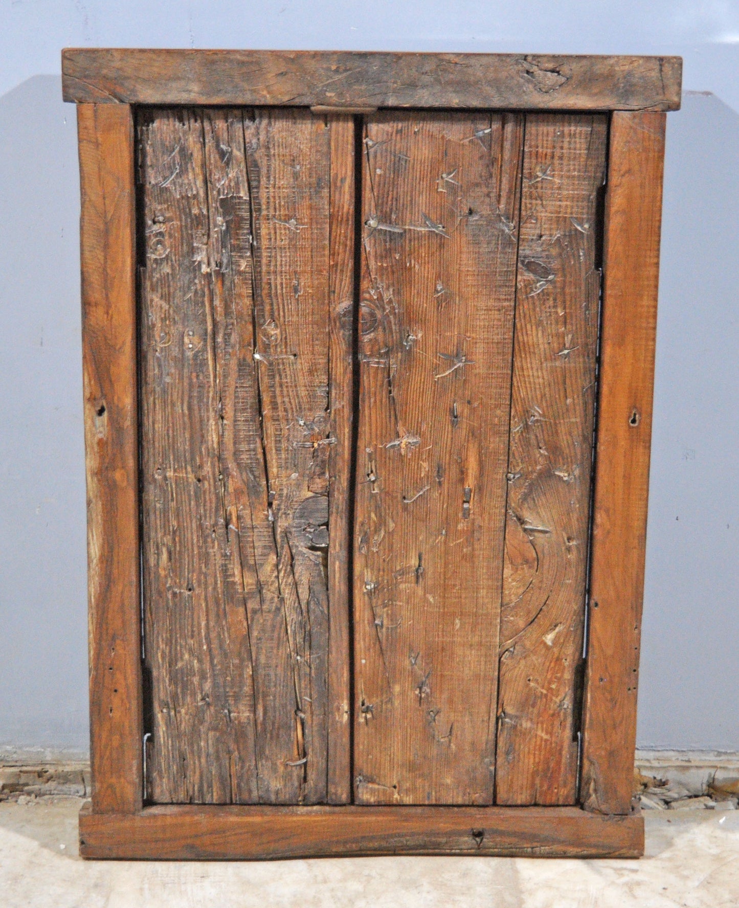 Antique Wooden Wall Décor Large Window Frame With 2 Panels Original Old Hand Crafted