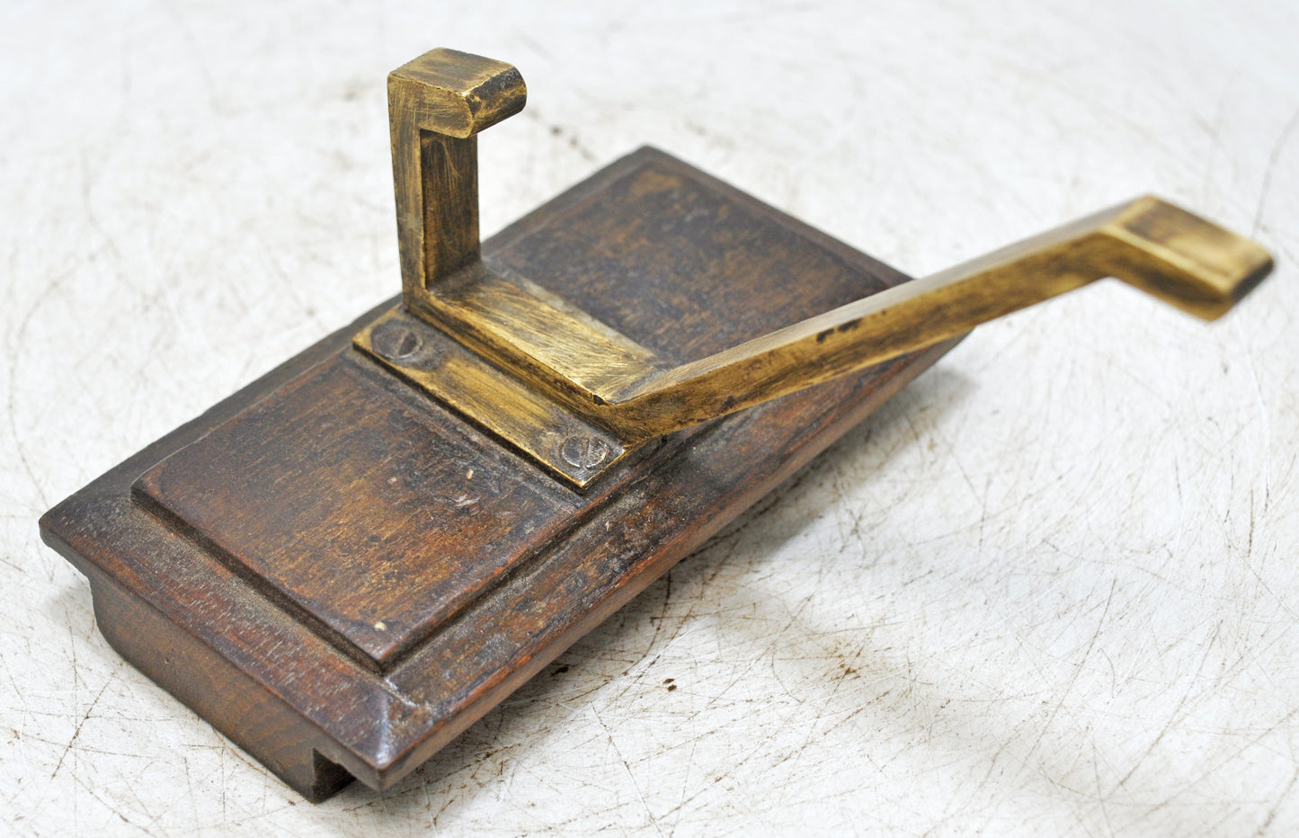 Antique Wooden Brass 1 Hook Hanger Original Old Hand Crafted