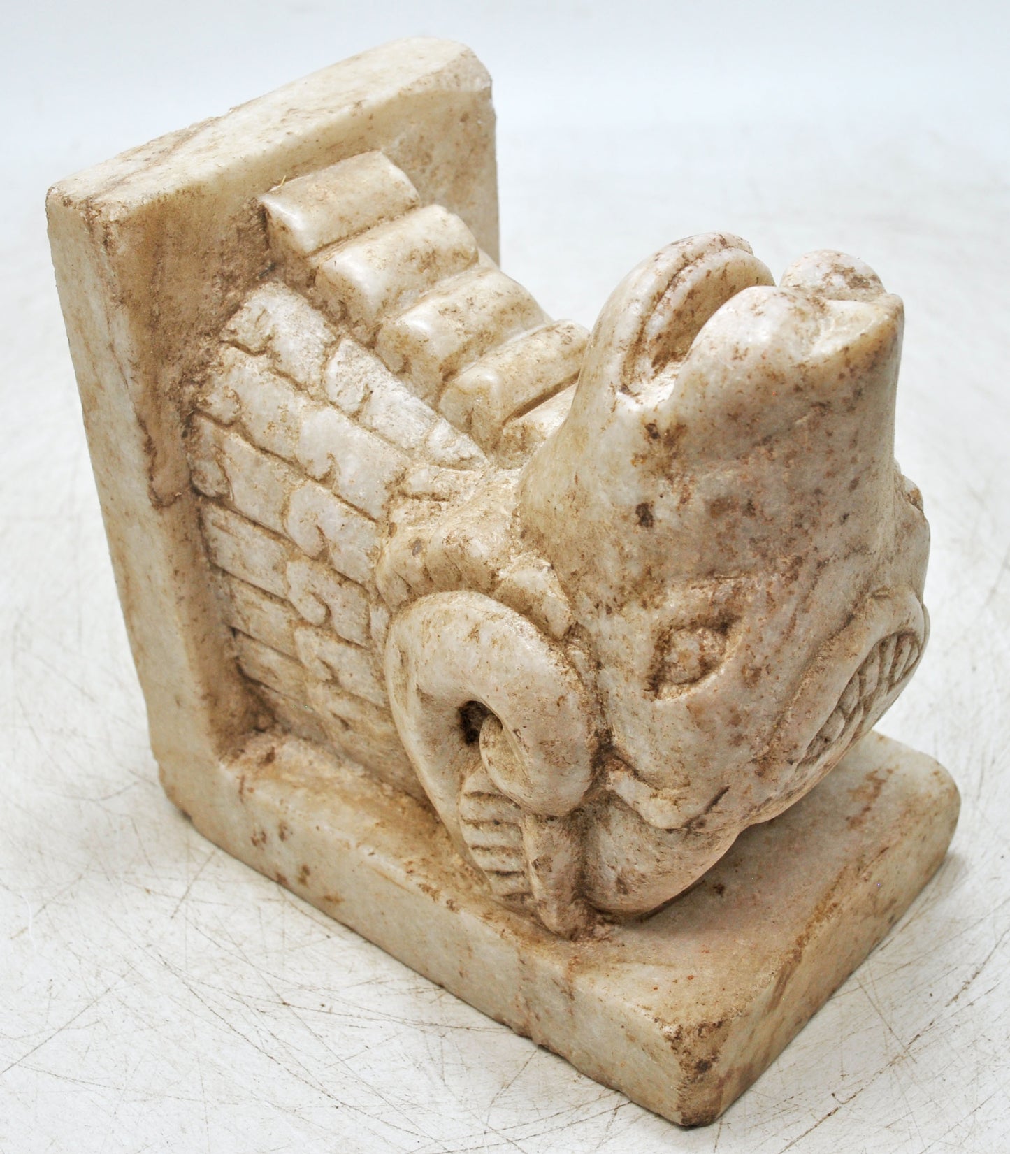 Vintage Wooden Ram Goat Carving Book End Figurine Original Old Fine Hand Carved