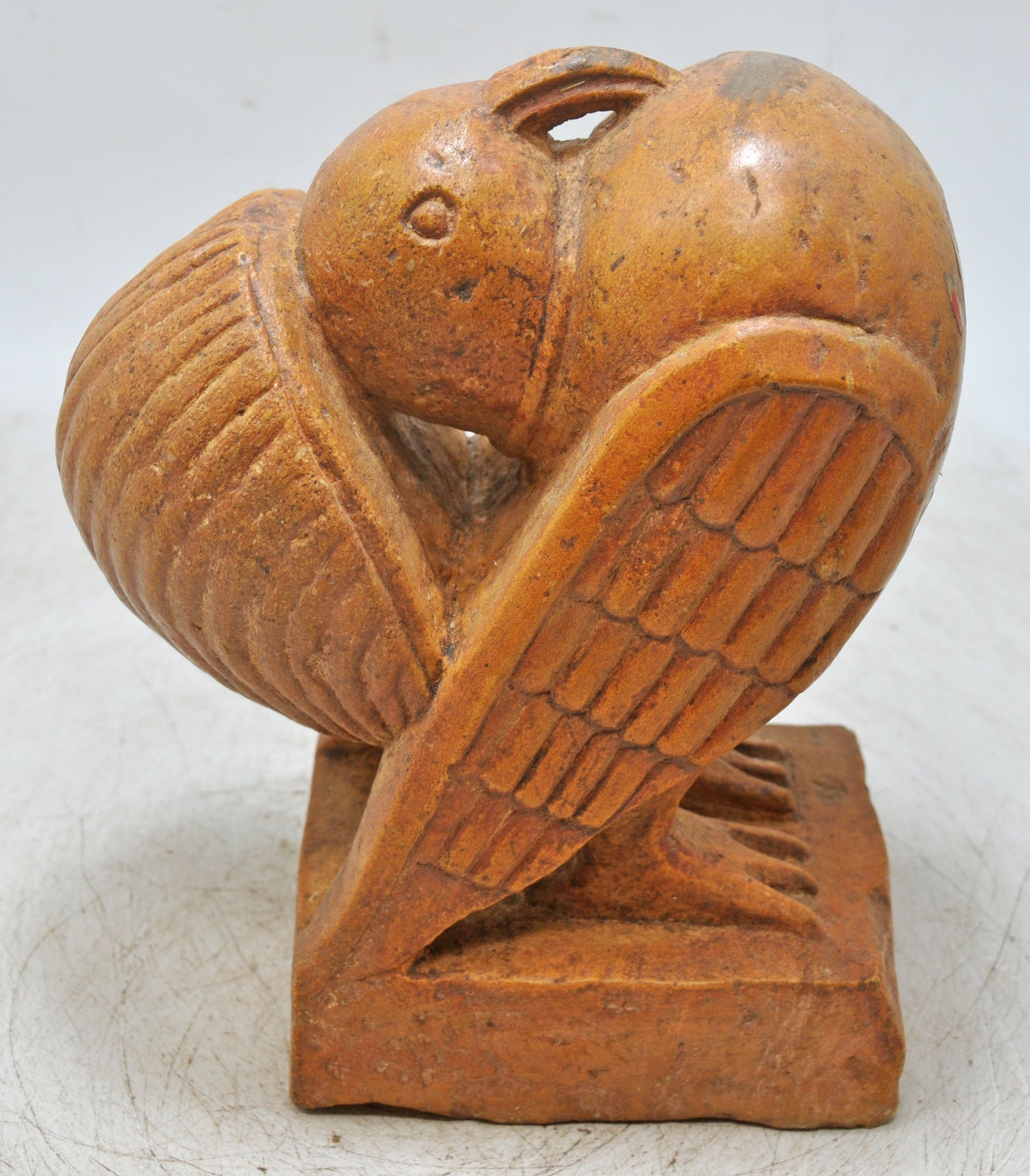 Vintage Brown Sand Stone Bird Figurine Original Old Fine Hand Carved