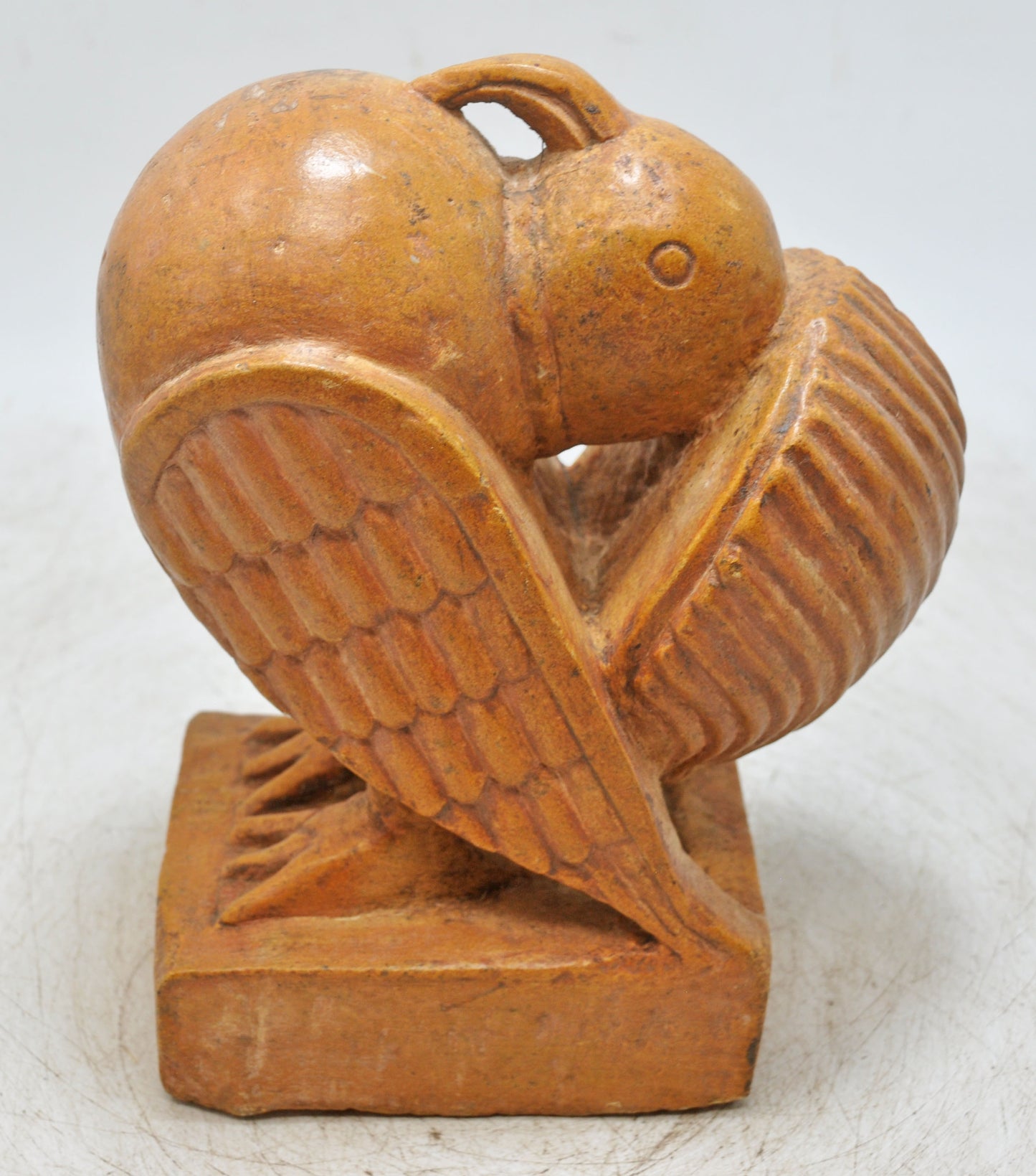 Vintage Brown Sand Stone Bird Figurine Original Old Fine Hand Carved