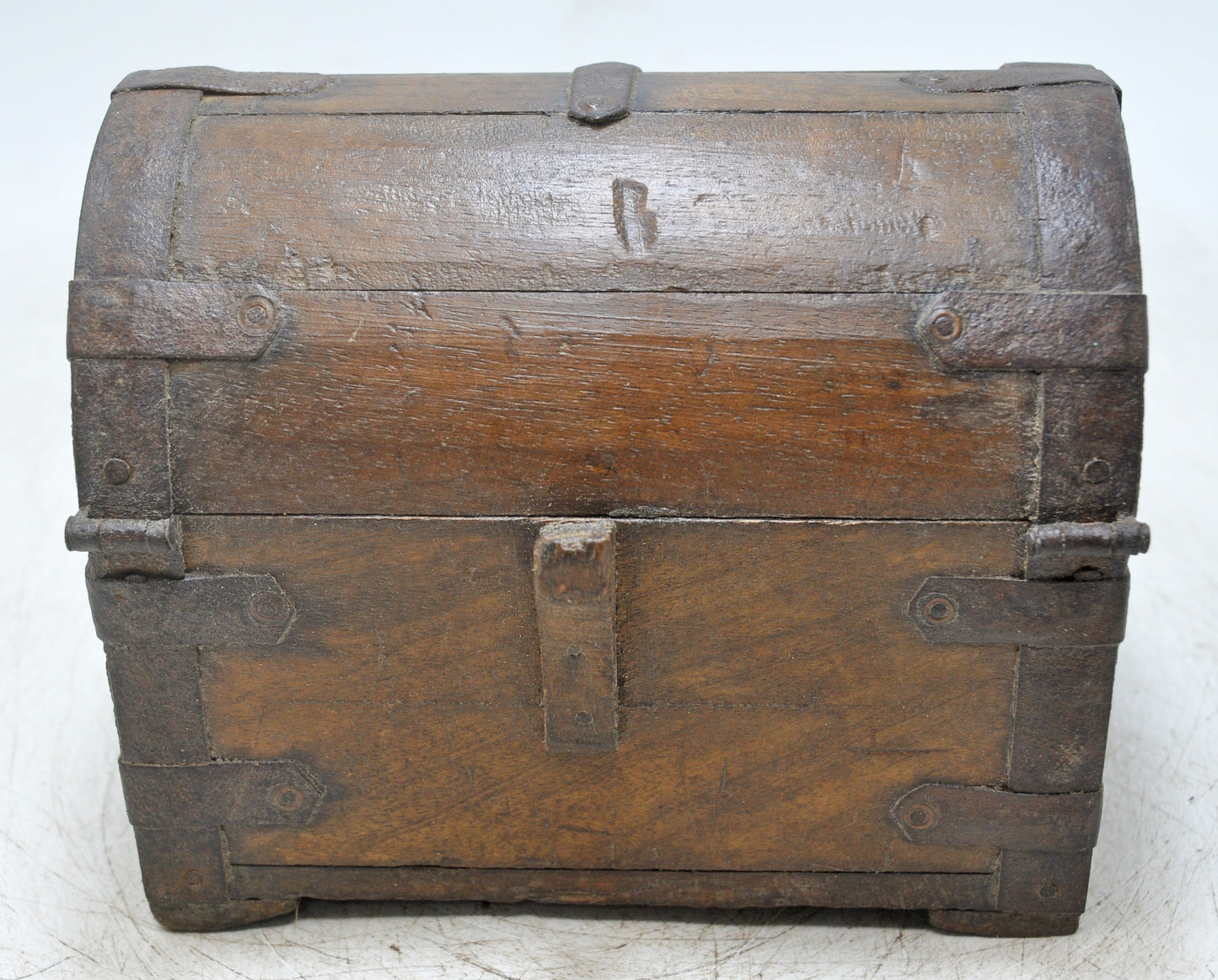Vintage Wooden Small Half Round Top Storage Box Original Old Hand Crafted