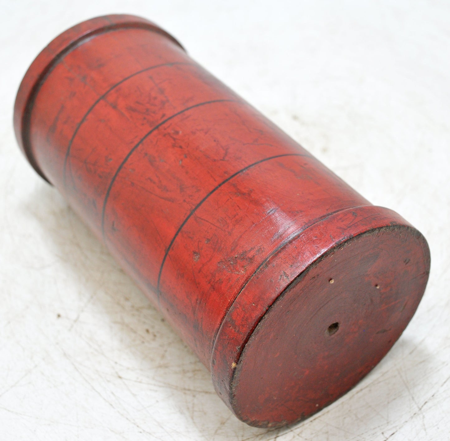 Vintage Wooden Lacquer Painted Tall Candy Box Original Old Hand Crafted