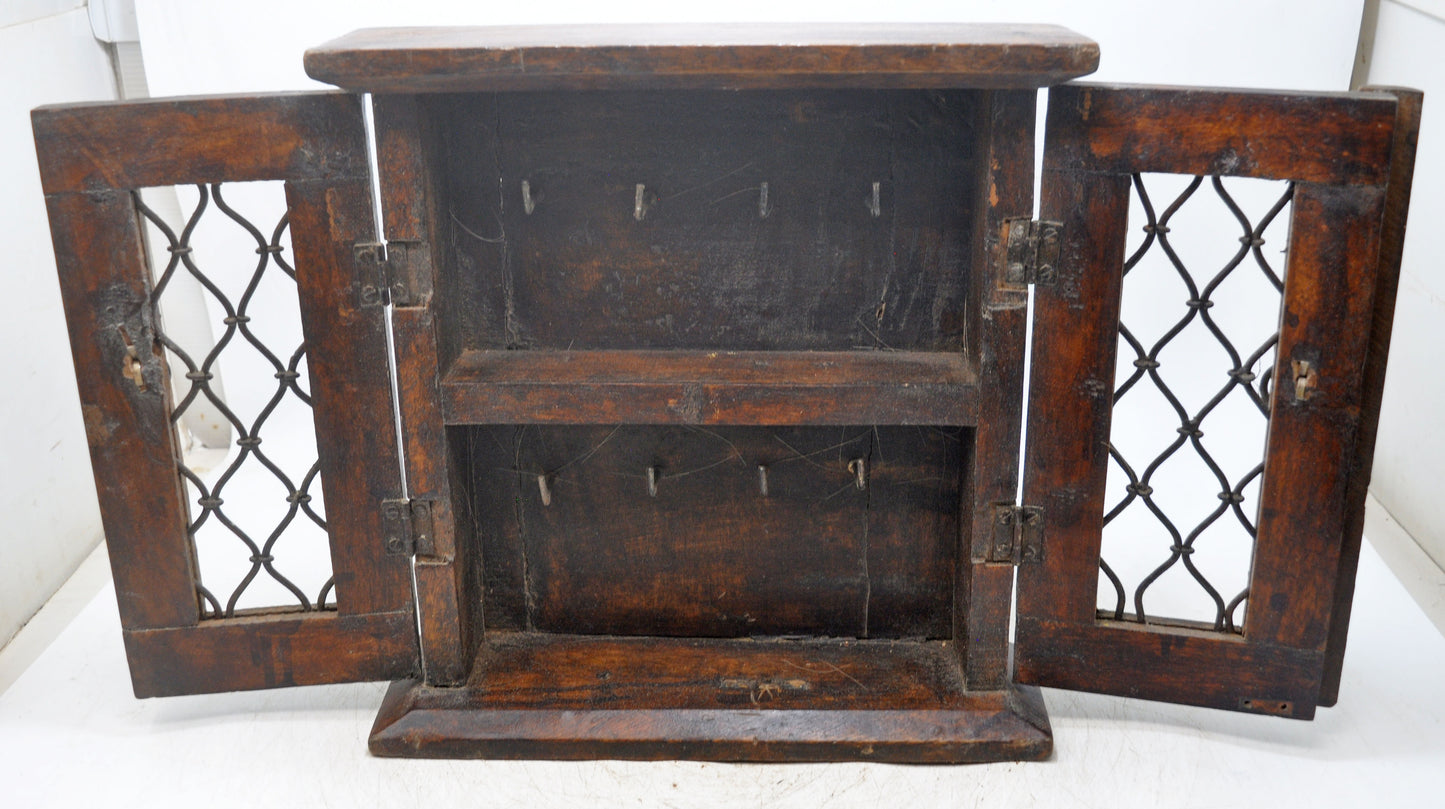 Vintage Wooden Wall Hanging Small Cabinet Box Original Old Hand Crafted