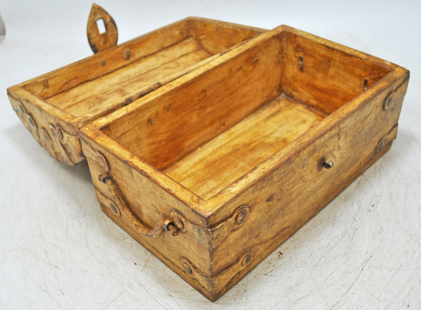 Vintage Wooden Storage Chest Box Original Old Hand Crafted