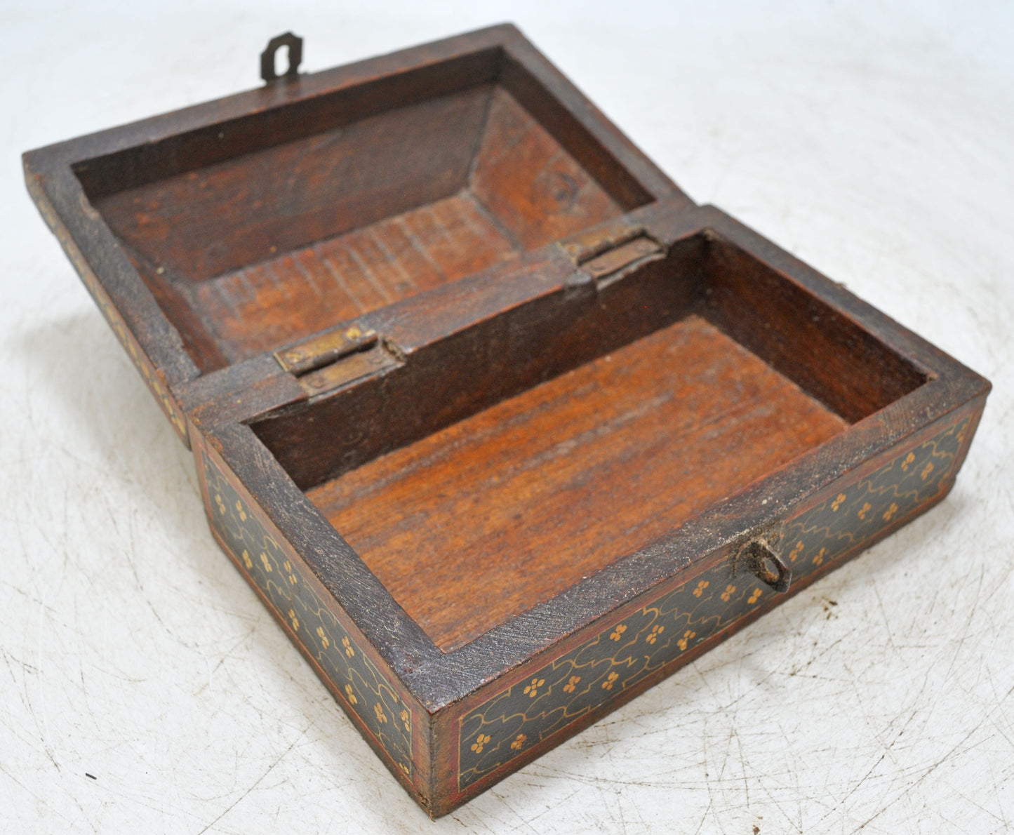 Vintage Wooden Dome Shaped Storage Box Original Old Hand Crafted Painted