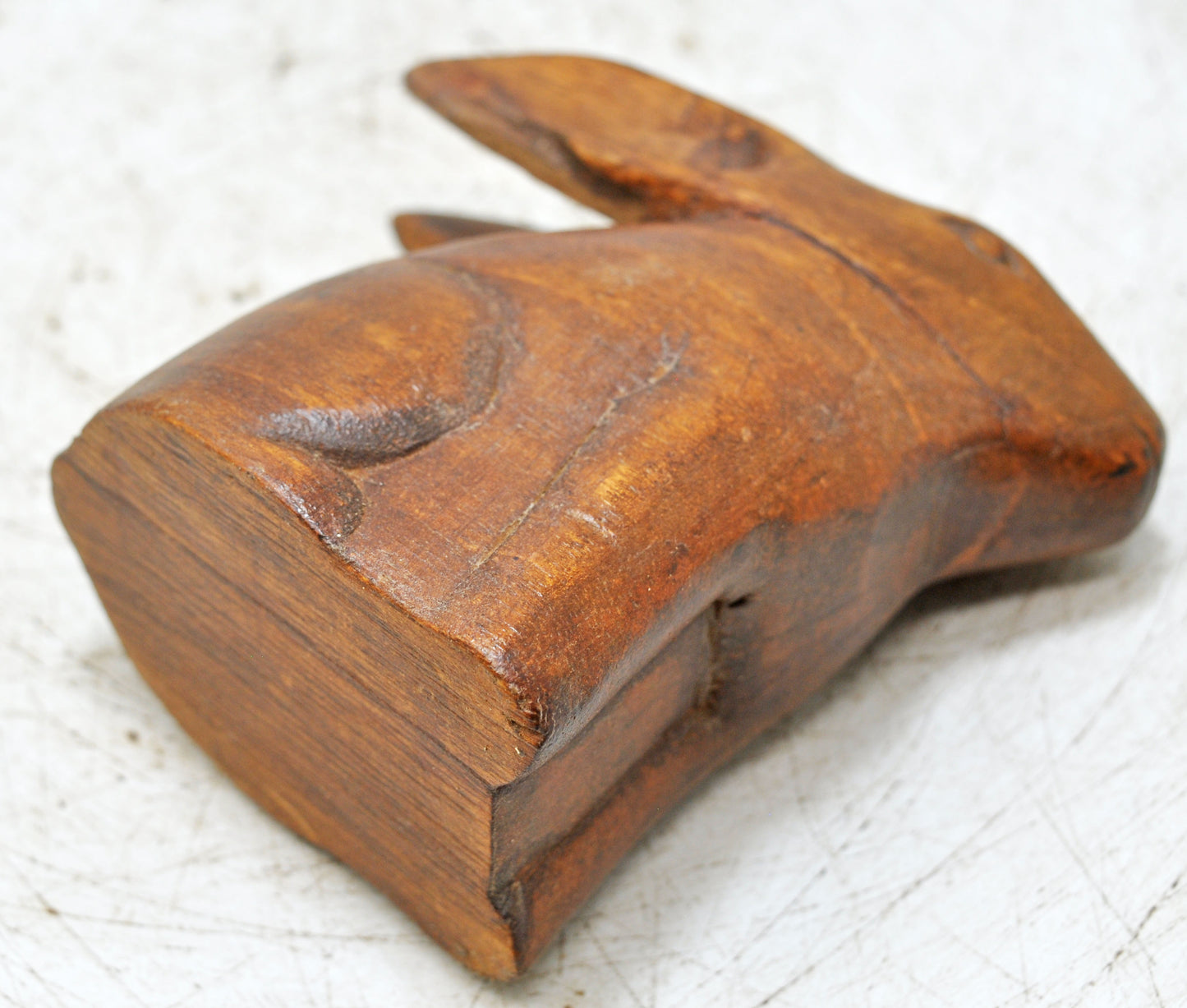 Vintage Wooden Rabbit Figurine Original Old Hand Carved