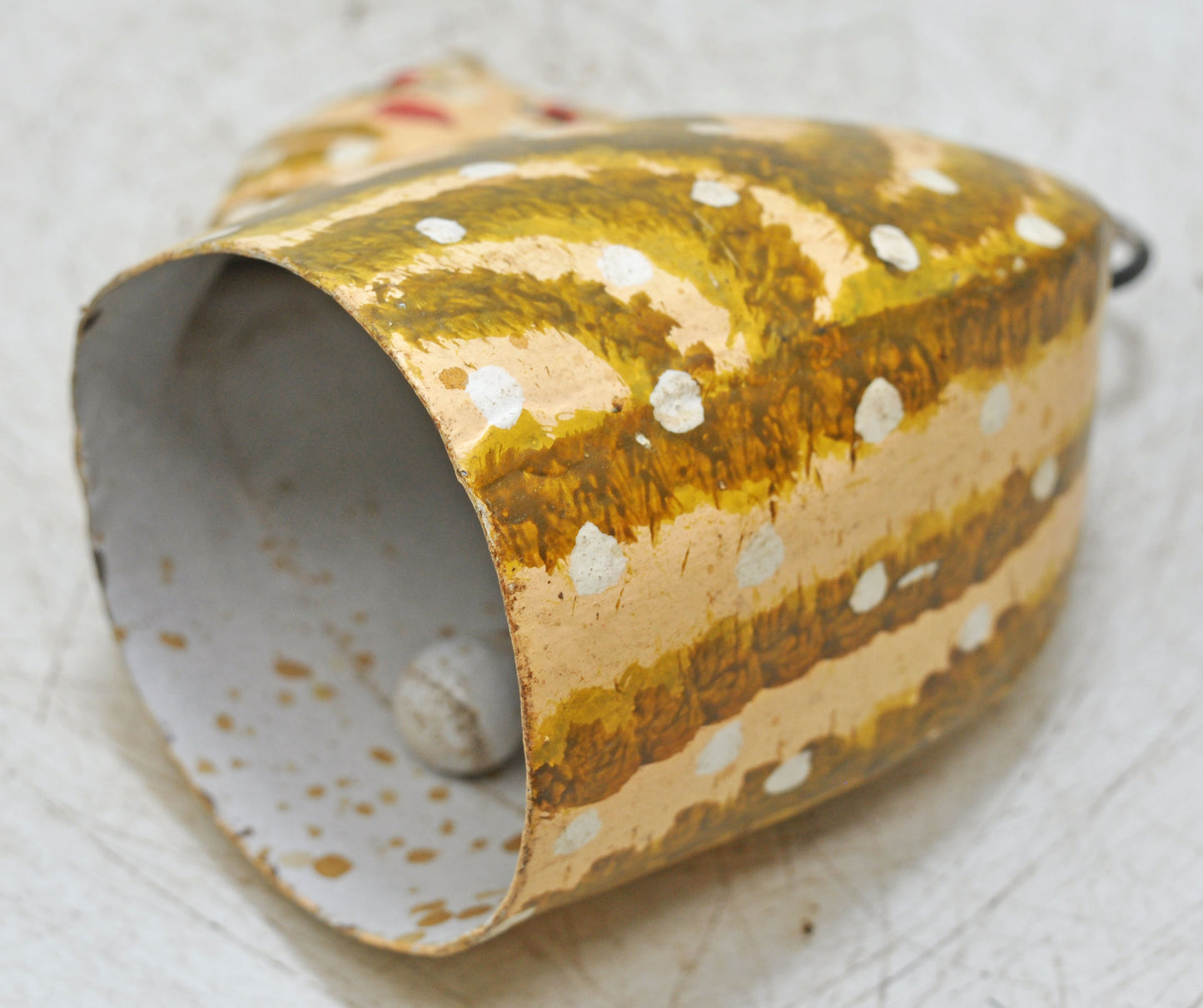 Vintage Iron Cat Shaped Small Bell Original Old Hand Crafted Painted