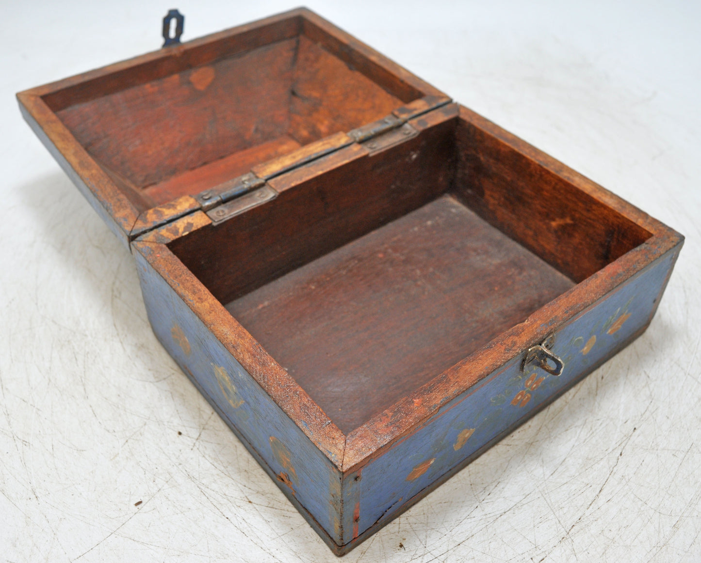 Vintage Wooden Dome Shaped Storage Box Original Old Hand Crafted Painted