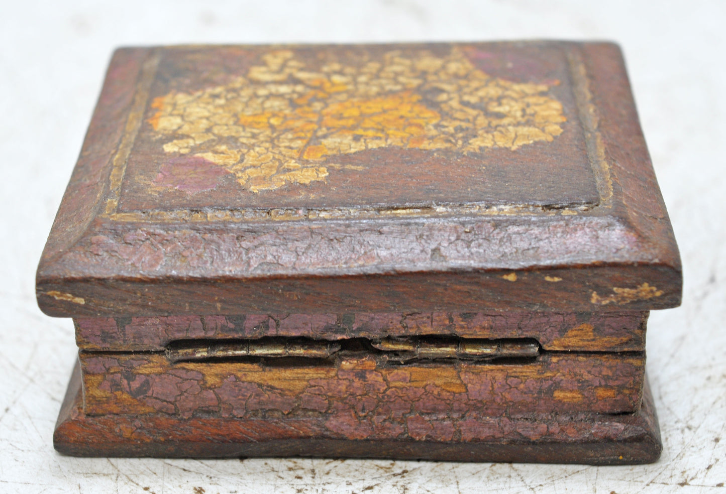 Vintage Wooden Small Storage Box Original Old Hand Crafted Rustic Painted