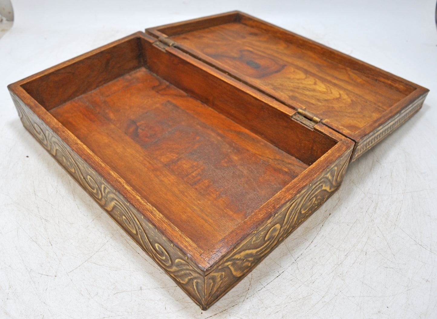 Vintage Wooden Storage Box Original Old Hand Crafted Fine Brass Fitted