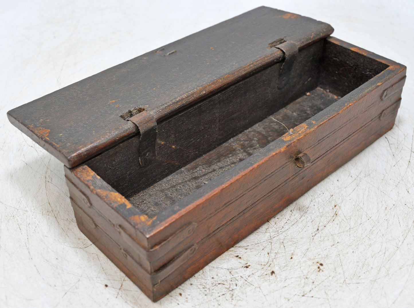 Vintage Wooden Long Pencil Stationary Box Original Old Hand Crafted