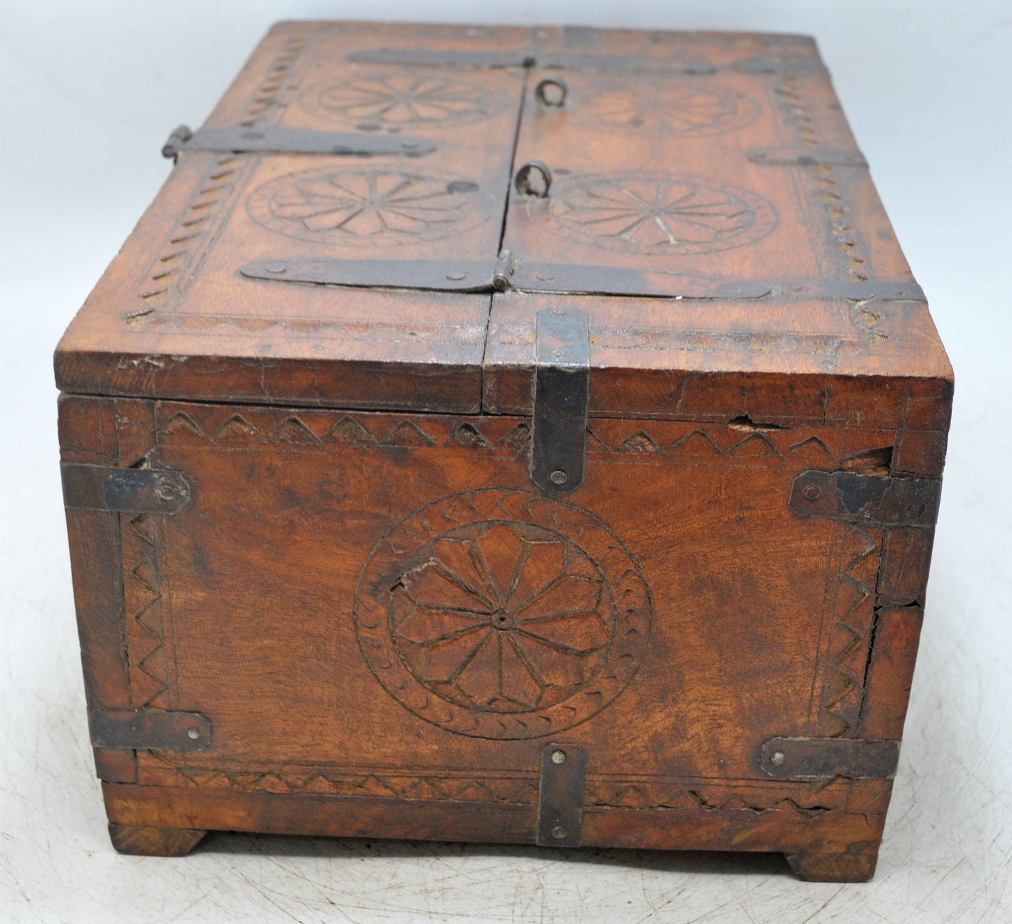 Vintage Wooden Storage Chest Box Original Old Hand Crafted Carved