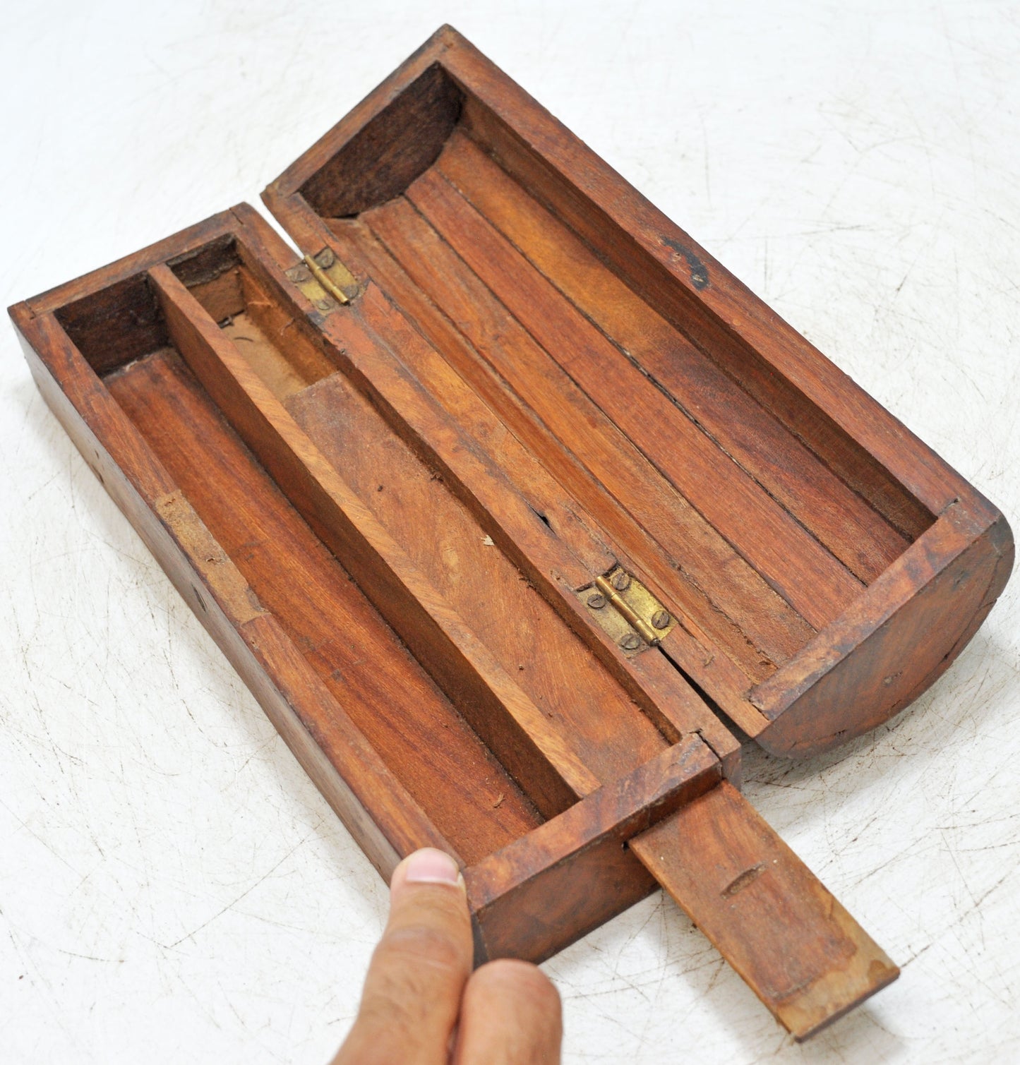 Vintage Wooden Pencil Stationary Box Original Old Hand Crafted
