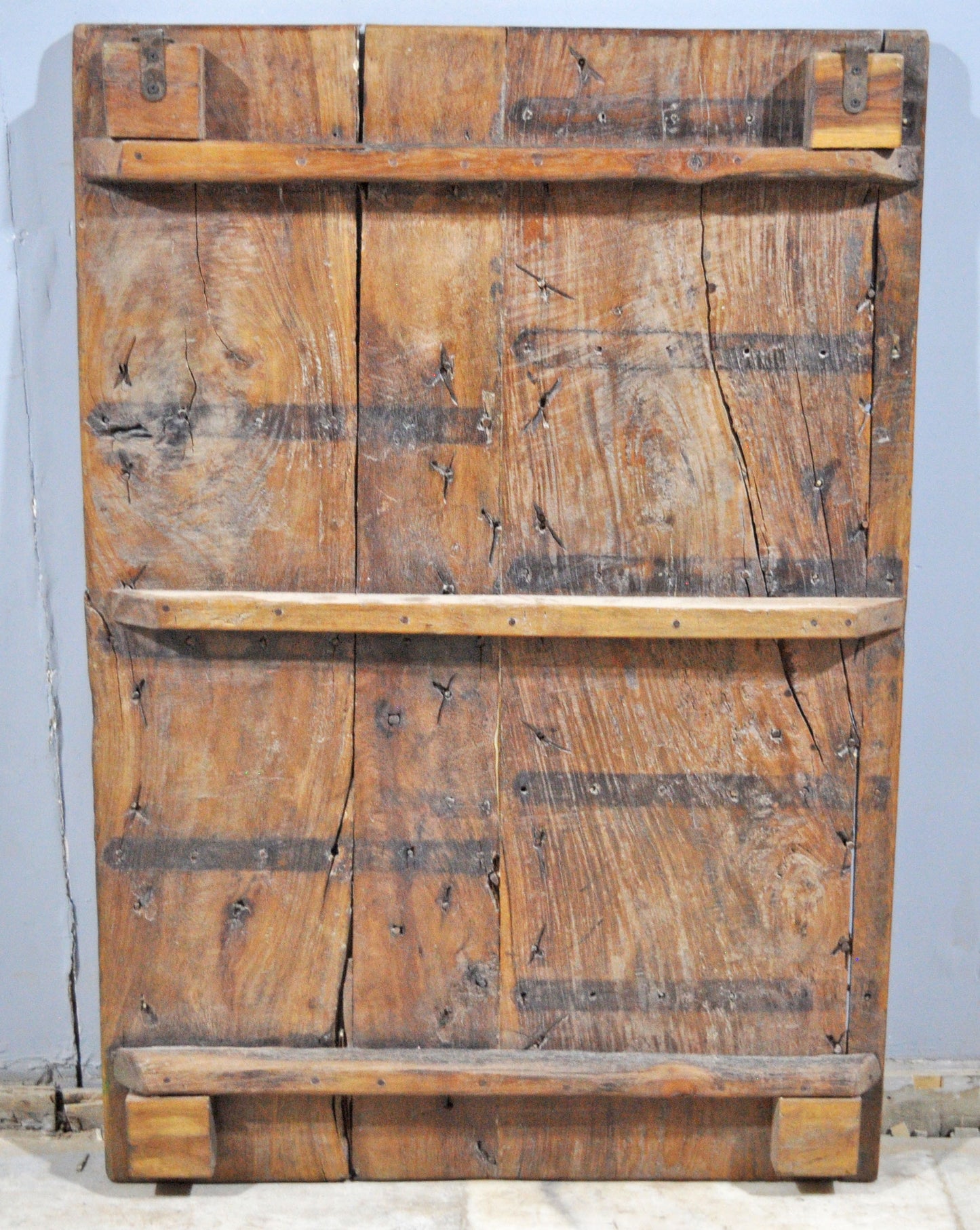 Antique Wooden Big Door Panel Fine Rustic Painting Original Old Hand Crafted Painted