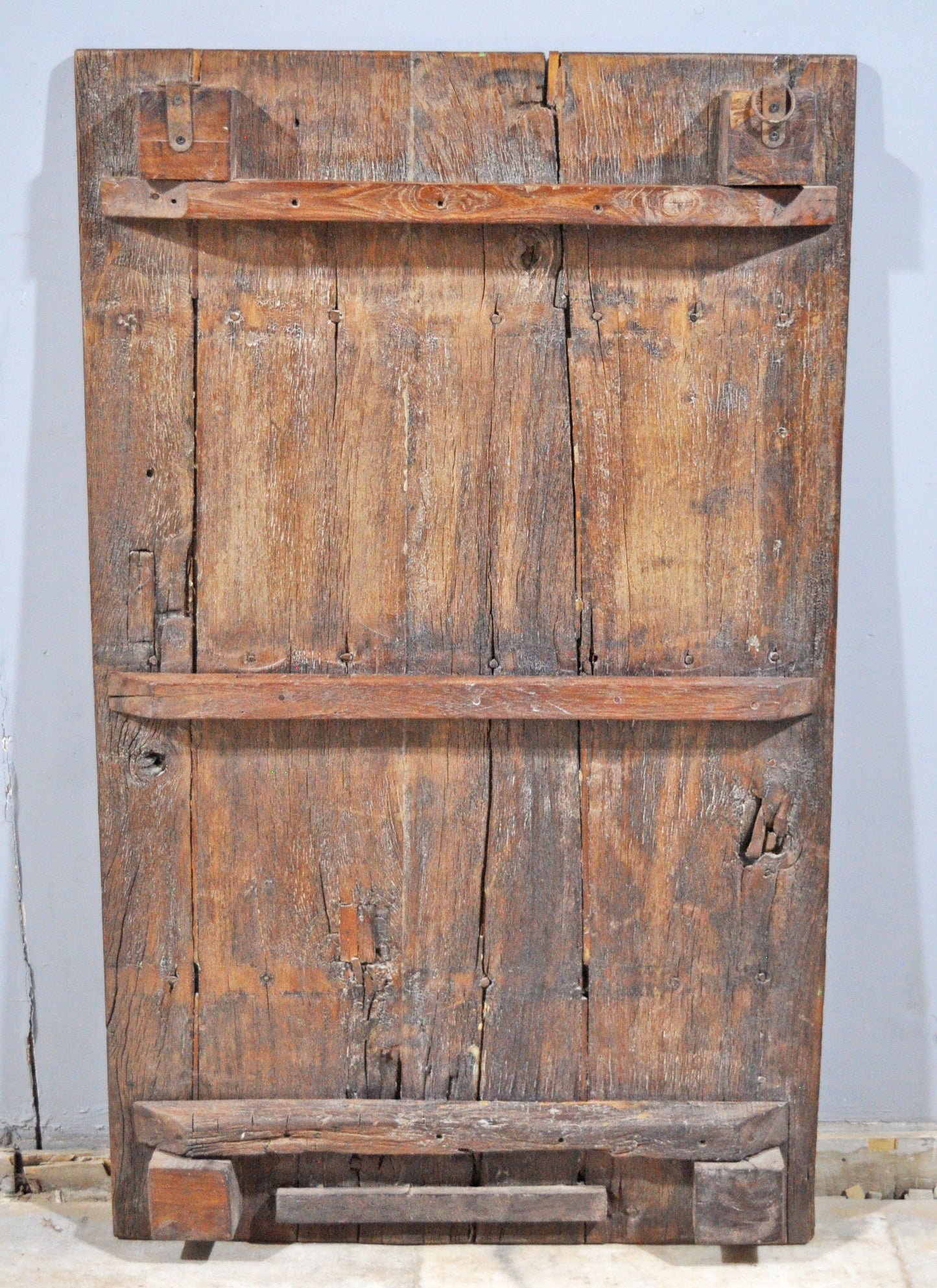 Antique Wooden Big Door Panel Fine Rustic Painting Original Old Hand Crafted Painted