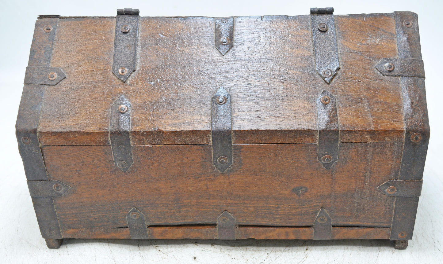 Vintage Wooden Dome Shaped Storage Box Original Old Hand Crafted