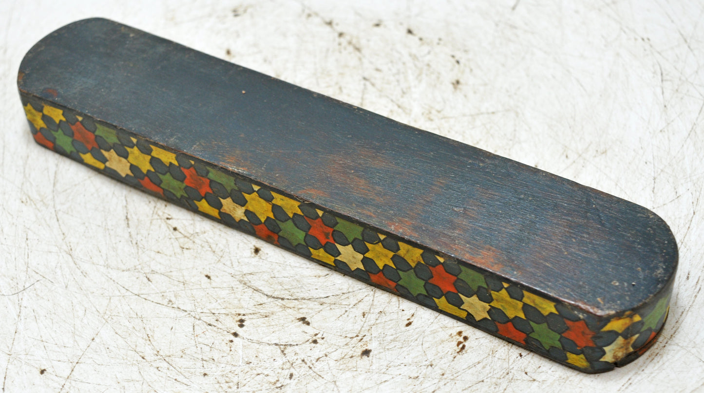 Vintage Wooden Small Pencil Stationary Box Original Old Hand Crafted Painted