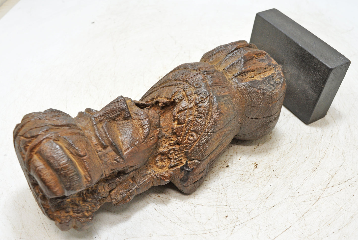 Antique Wooden Tall Watch Man Figurine Original Old Fine Hand Carved