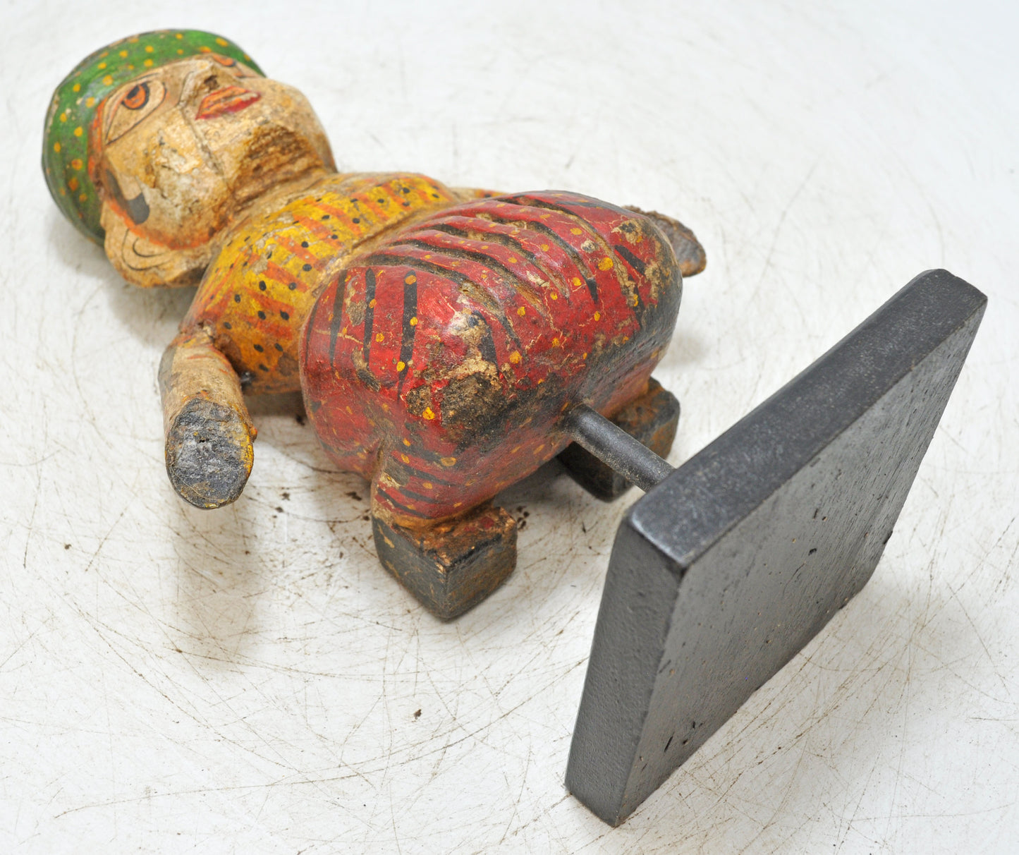 Antique Wooden Musician Man Figurine Original Old Fine Hand Carved Painted