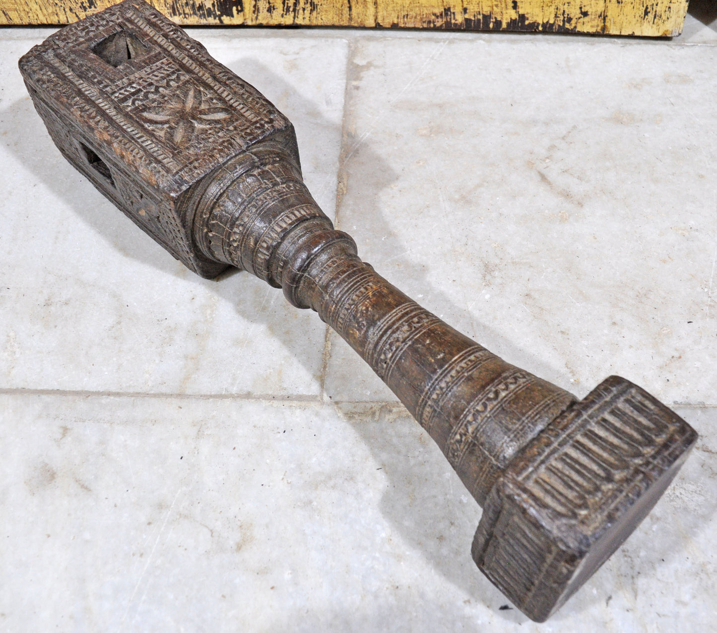 Antique Wooden Tall Candle Holder Stand Original Old Very Fine Hand Carved