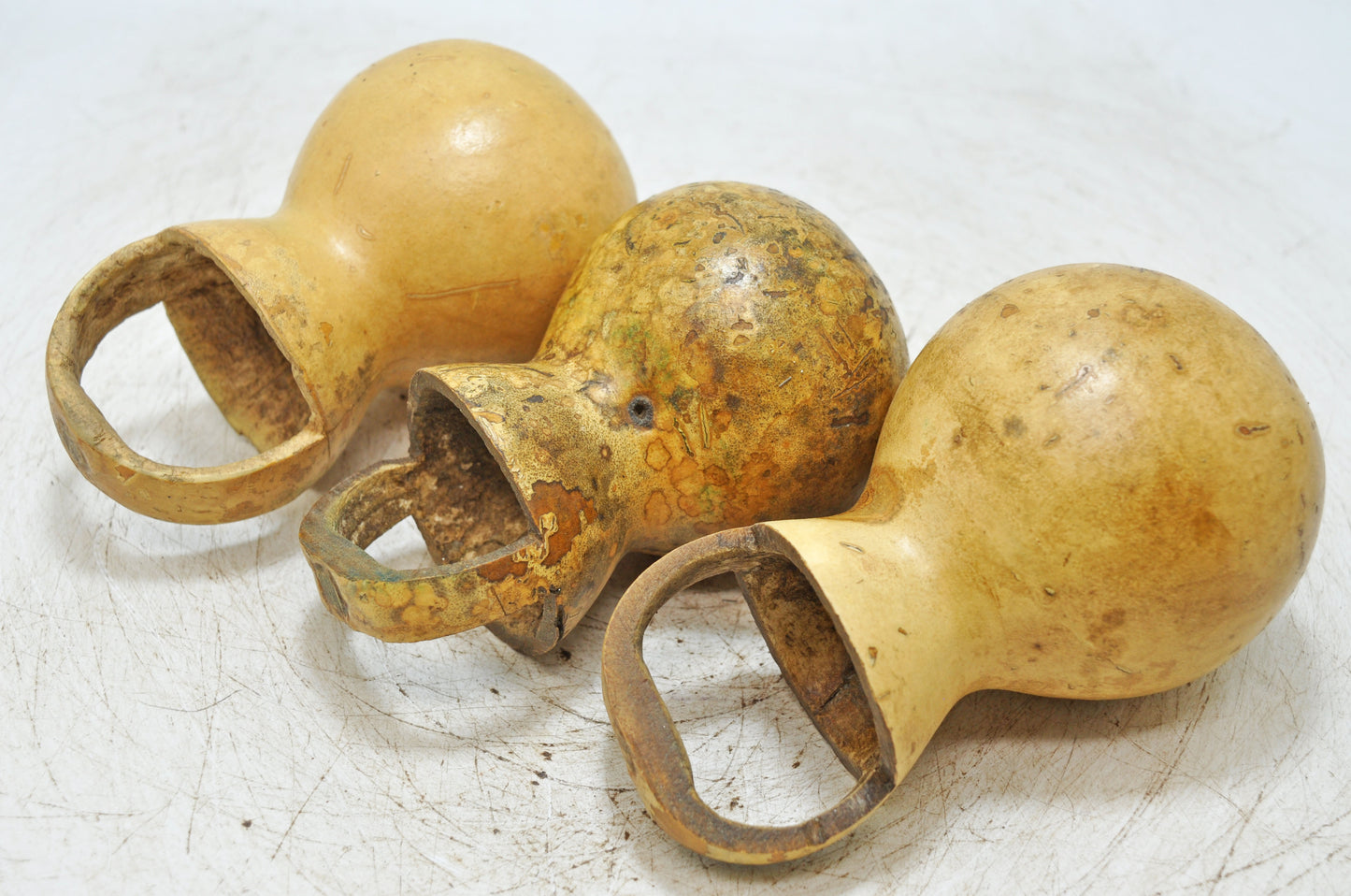 Lot of 3 Antique Wooden Small Water Kamandal Pots Original Old Hand Crafted