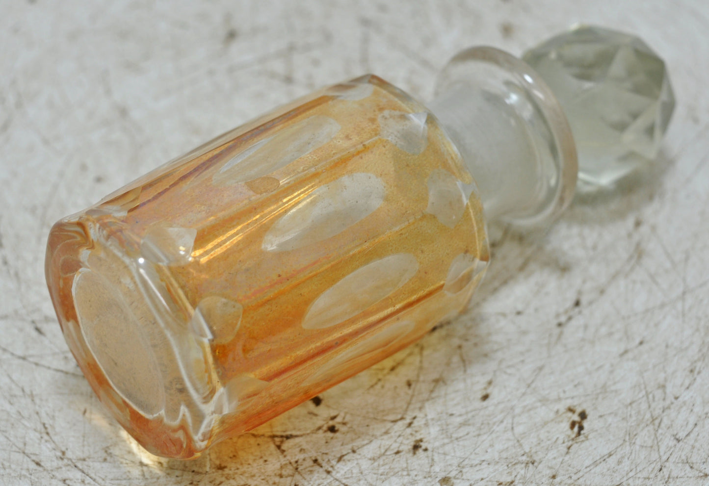 Antique Cut Glass Perfume Bottle Original Old Fine Hand Crafted