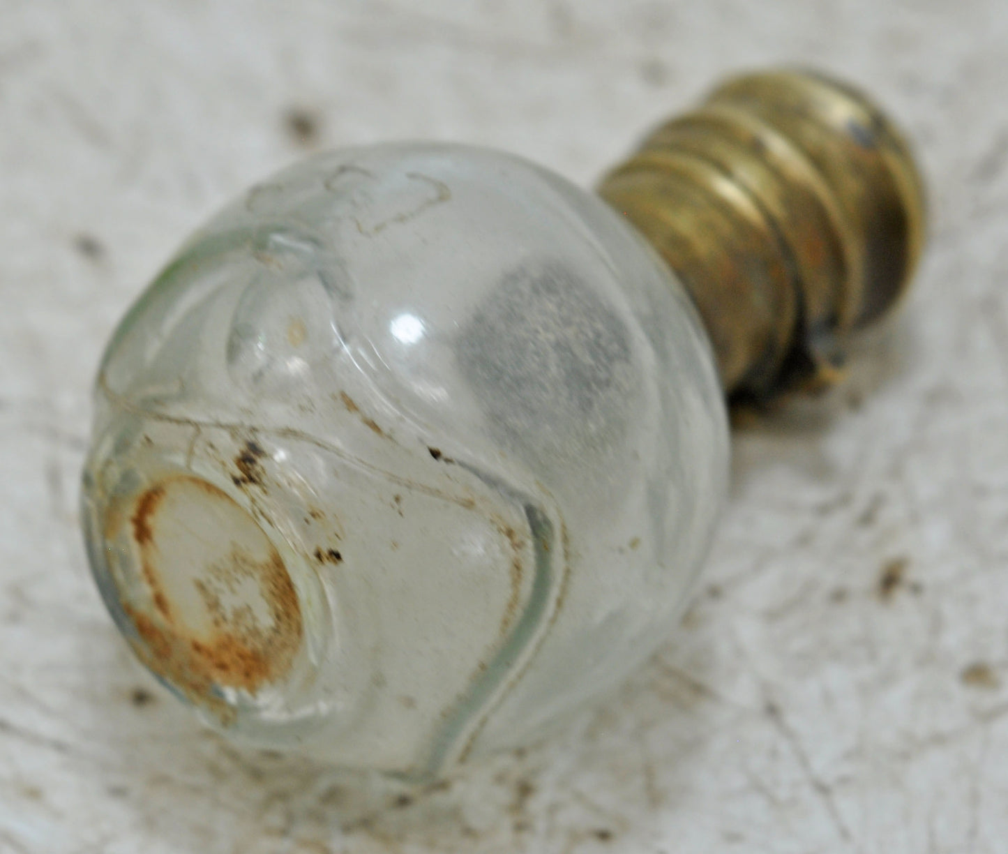 Antique Glass Small Perfume Bottle Original Old Hand Crafted Brass Cap