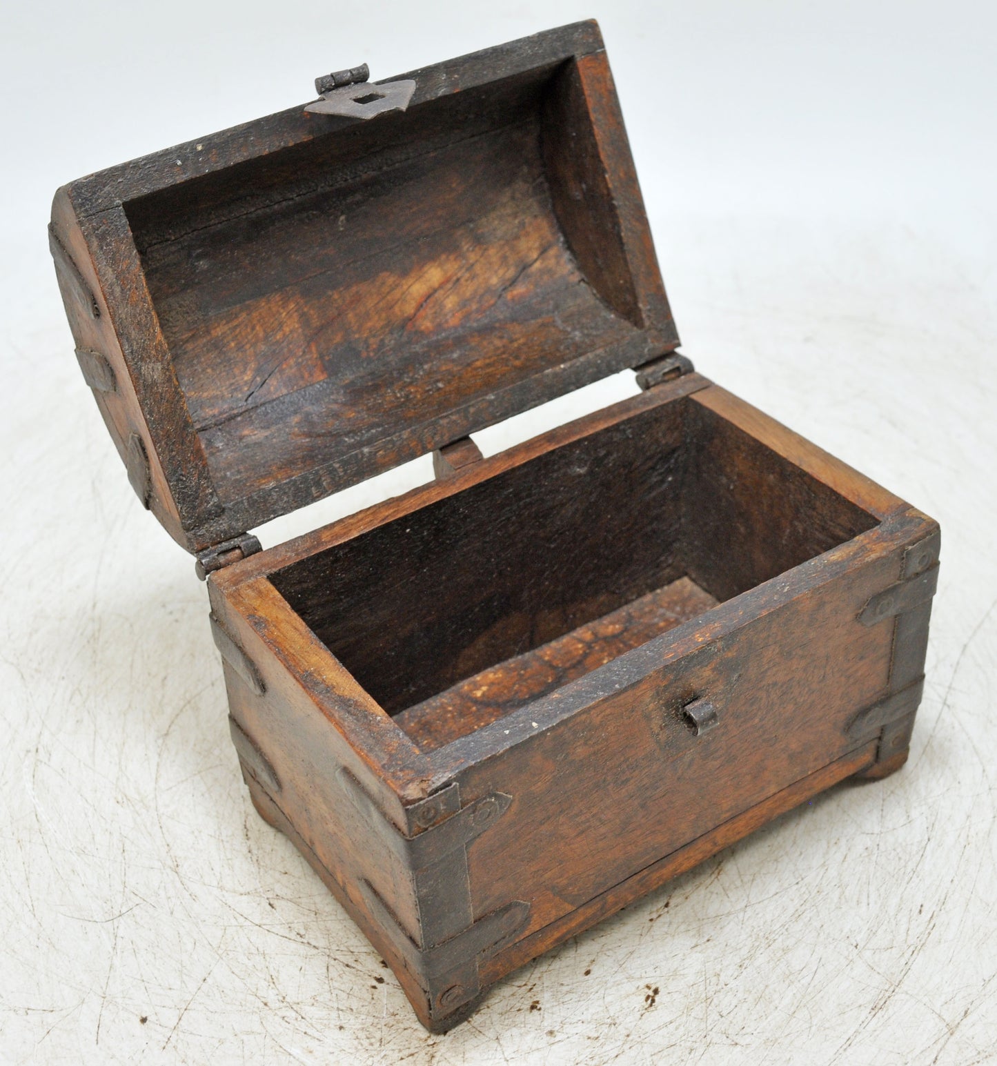 Vintage Wooden Half Round Top Small Storage Box Original Old Hand Crafted
