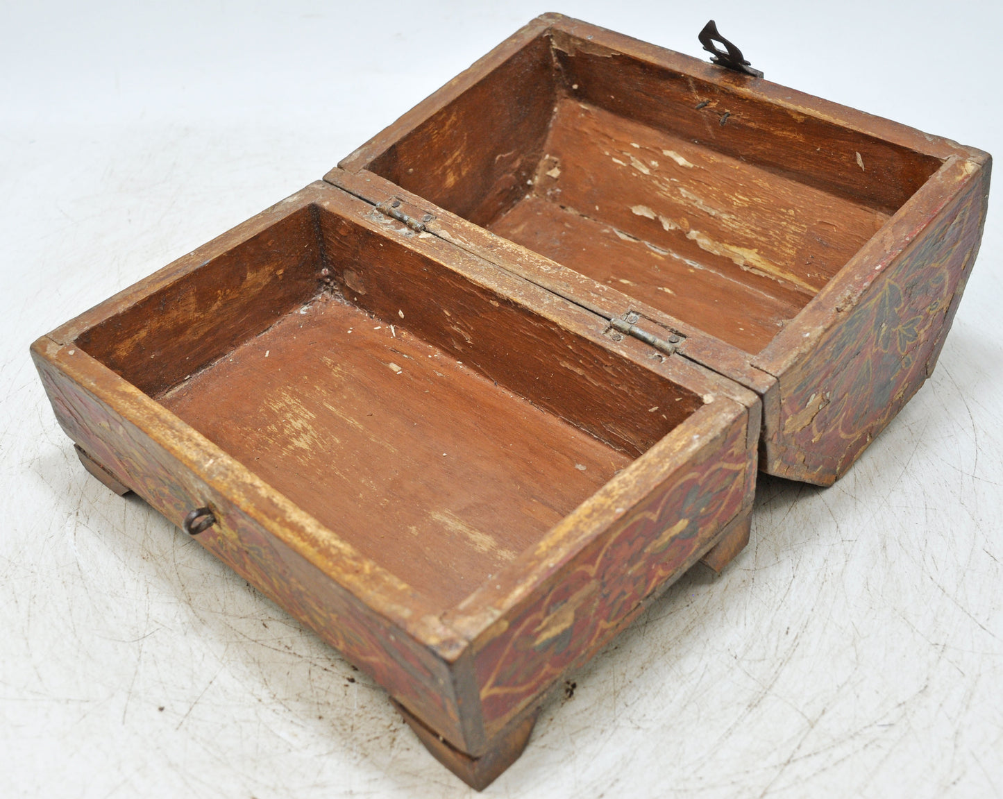 Antique Wooden Storage Chest Box Dome Shaped Original Fine Hand Painted