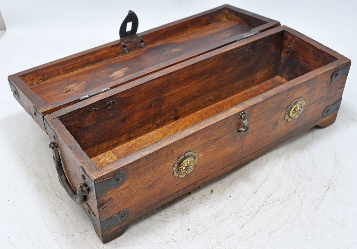 Vintage Wooden Storage Chest Box Original Old Hand Crafted Metal Fitted