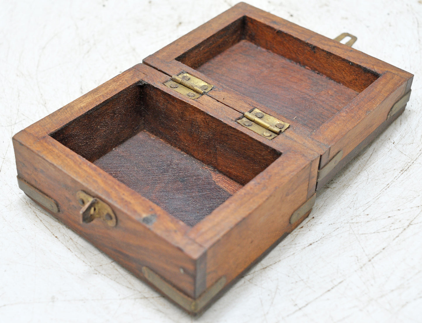 Vintage Wooden Small Storage Box Original Old Hand Crafted Brass Fitted