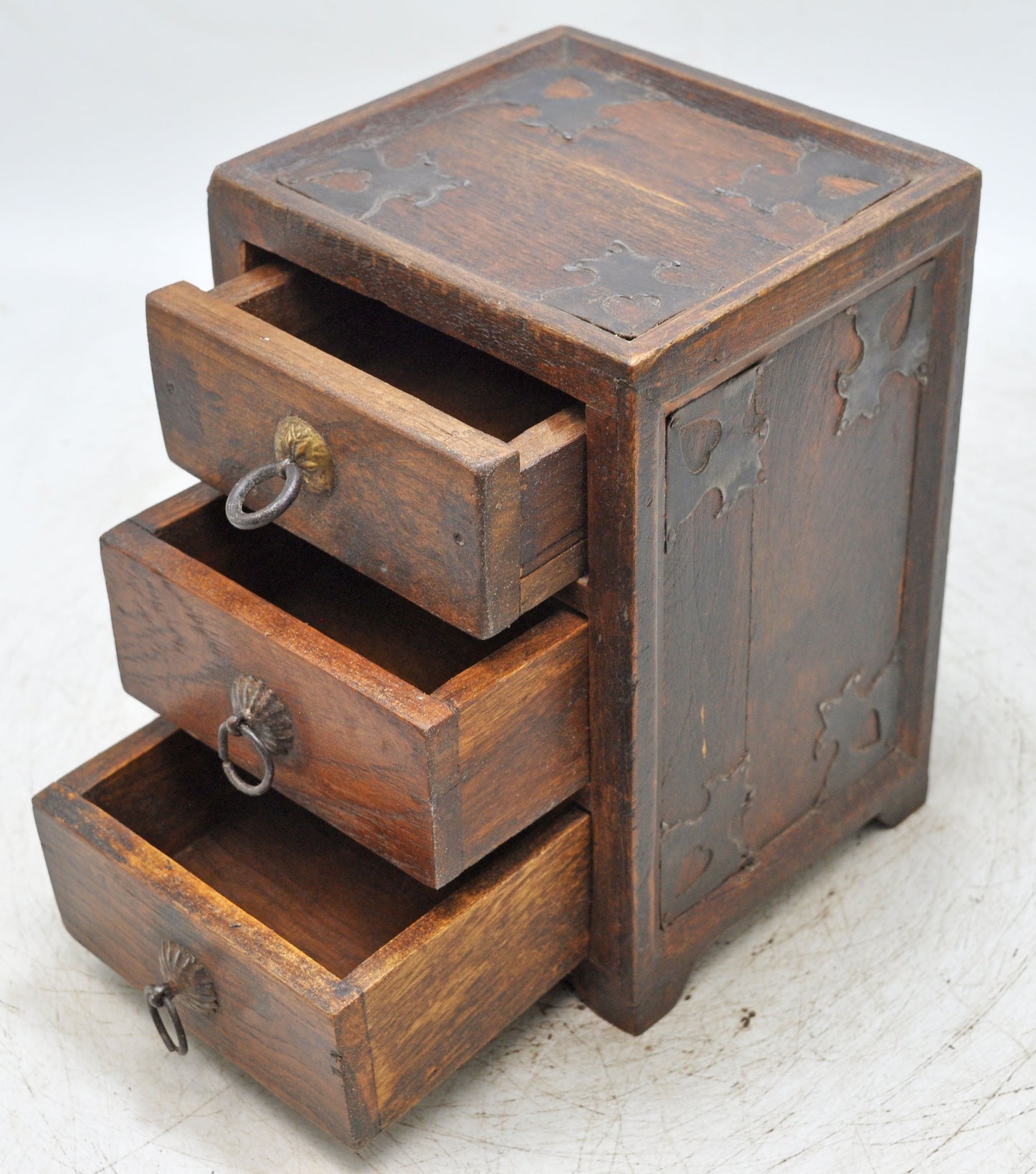 Vintage Wooden Small 3 Drawers Storage Box Original Old Hand Crafted