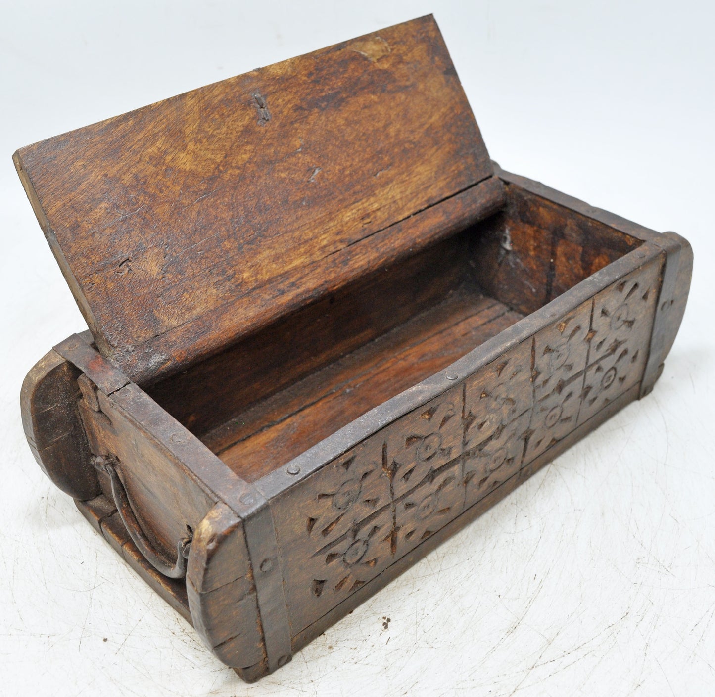 Vintage Wooden Brick Mould Storage Box Original Old Hand Crafted Carved
