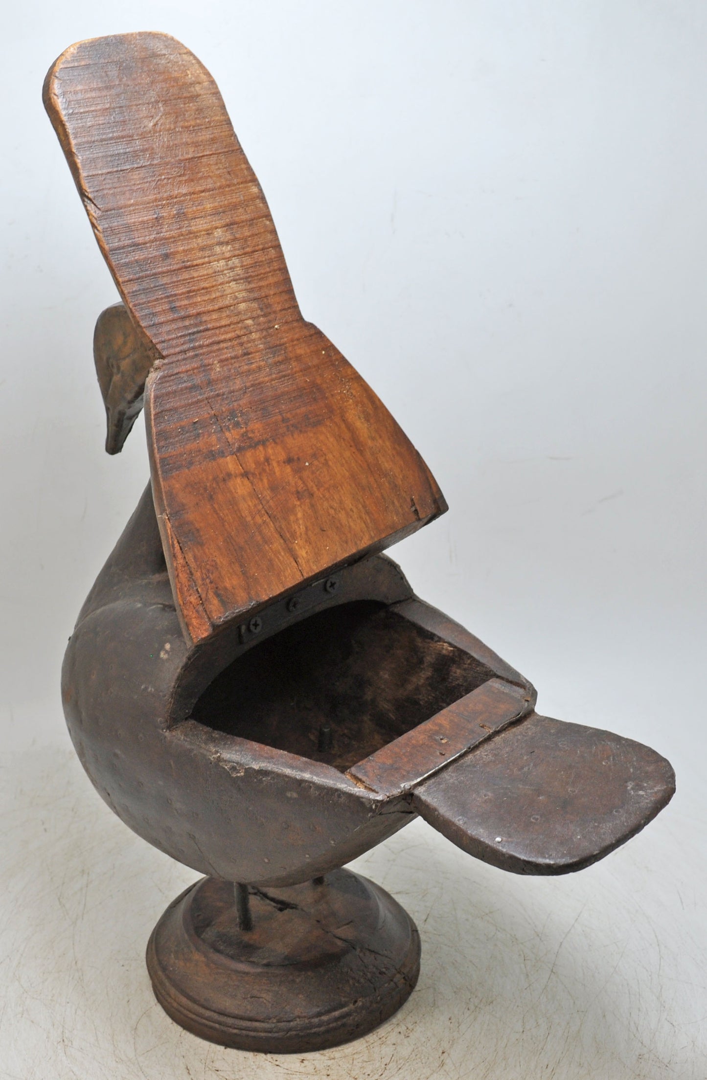 Antique Wooden Large Duck Swan Bird Figurine Box Original Old Fine Hand Carved