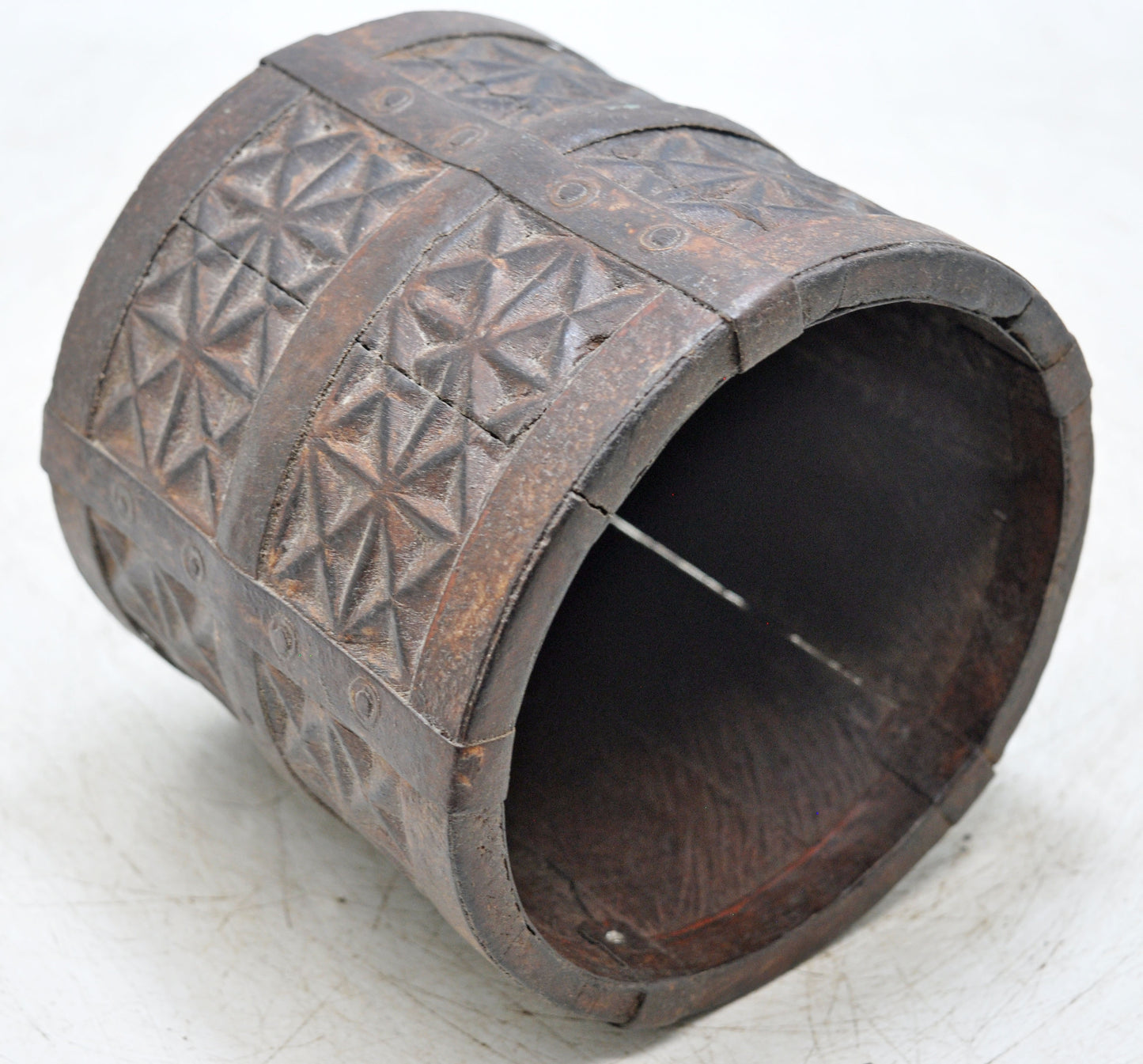Vintage Wooden Kitchenware Grain Measurement Paili Pot Original Old Hand Carved