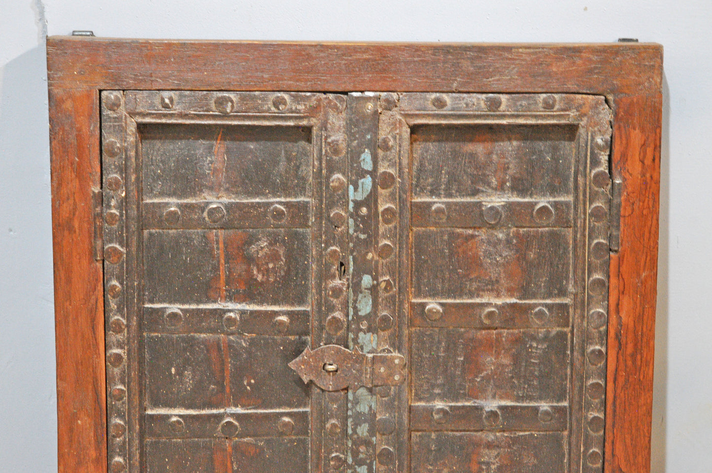 Antique Wooden Large Wall Décor Window Panel Frame Original Old Fine Metal Work
