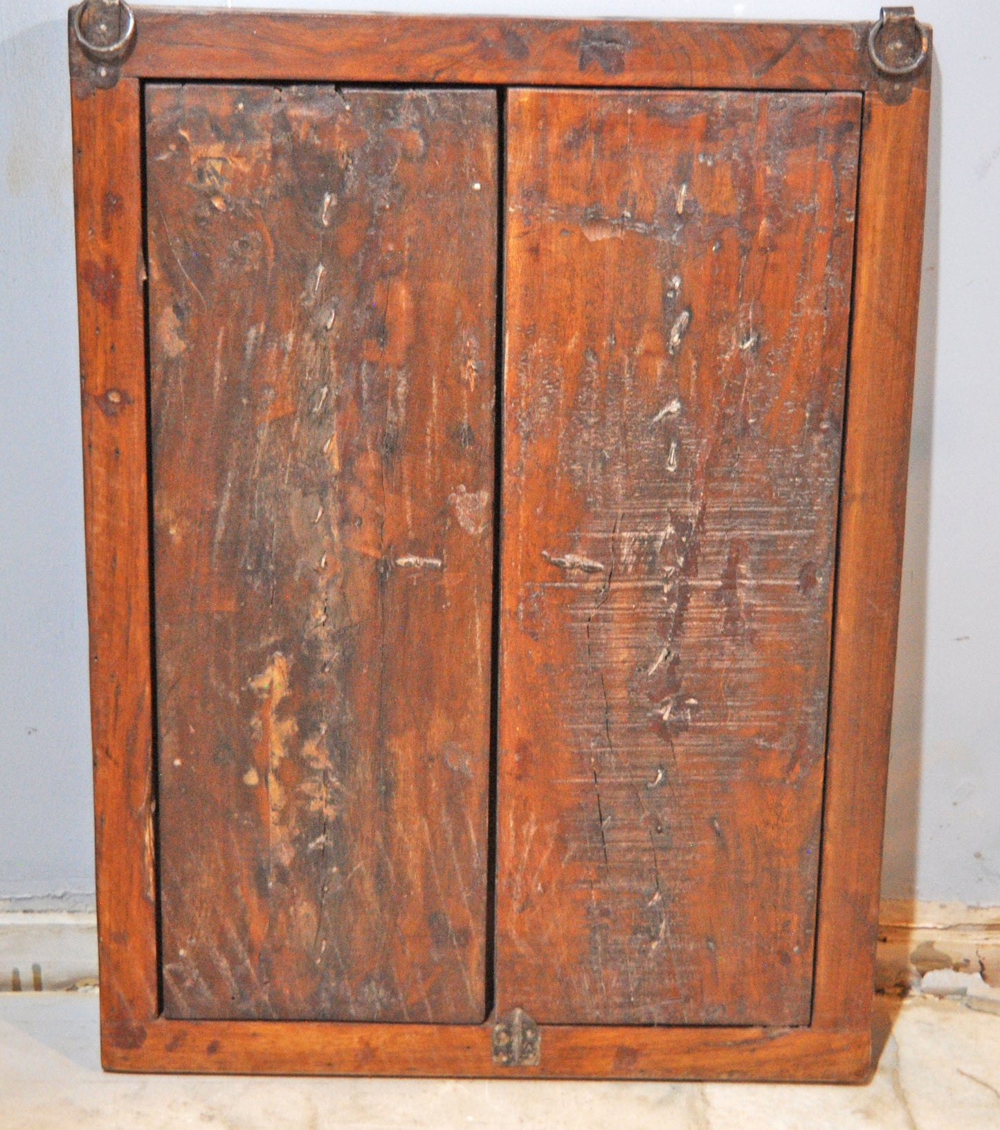 Antique Wooden Large Wall Décor Window Panel Frame Original Old Fine Metal Work