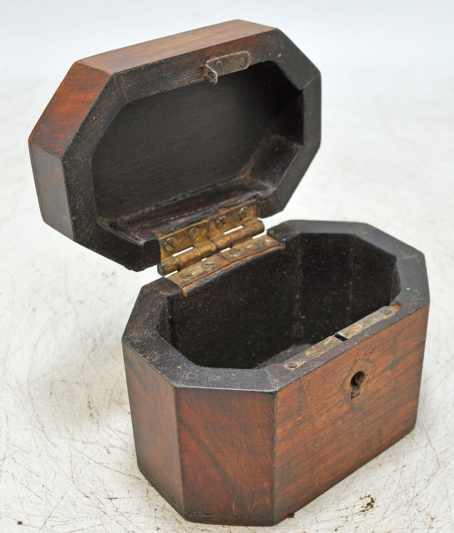 Vintage Wooden Hexagonal Small Storage Box Original Old Hand Crafted
