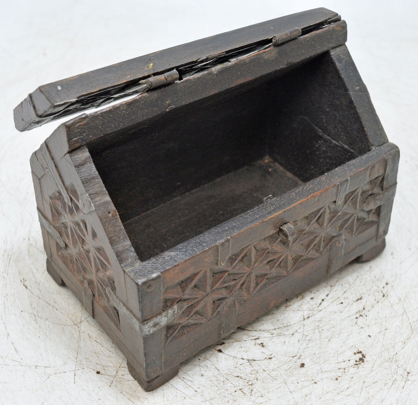 Vintage Wooden Dome Shaped Storage Box Original Old Fine Hand Carved