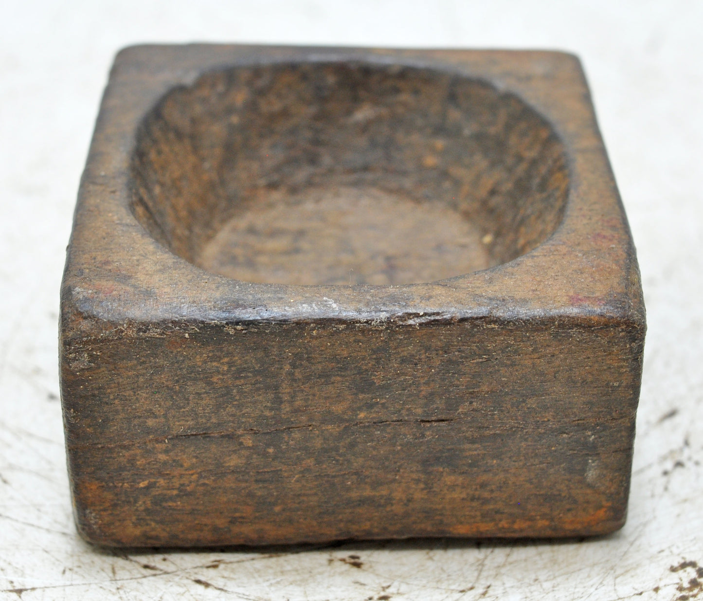 Antique Wooden Small Salt Spices Bowl Original Old Hand Carved