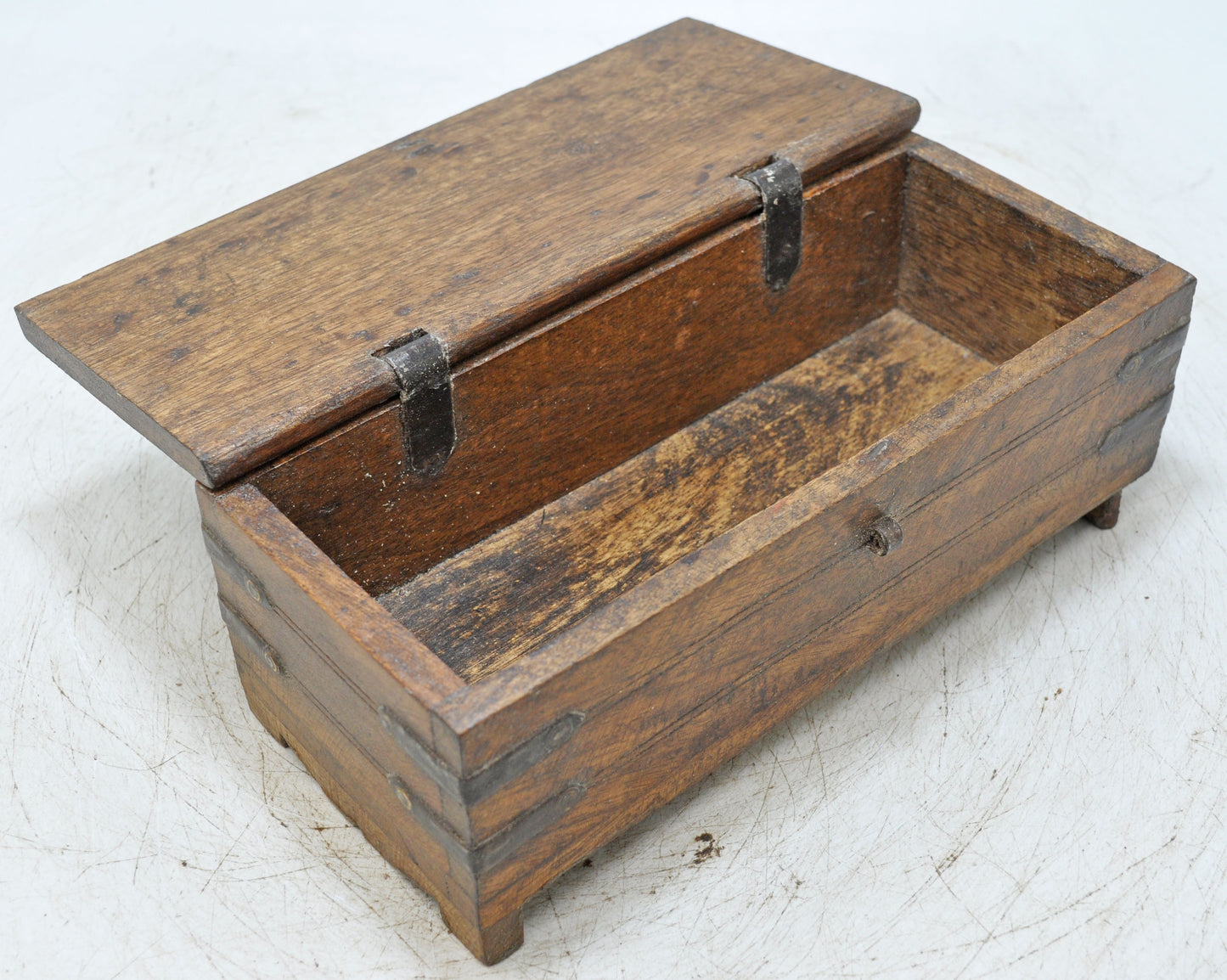 Vintage Wooden Storage Chest Box Original Old Hand Crafted Metal Fitted