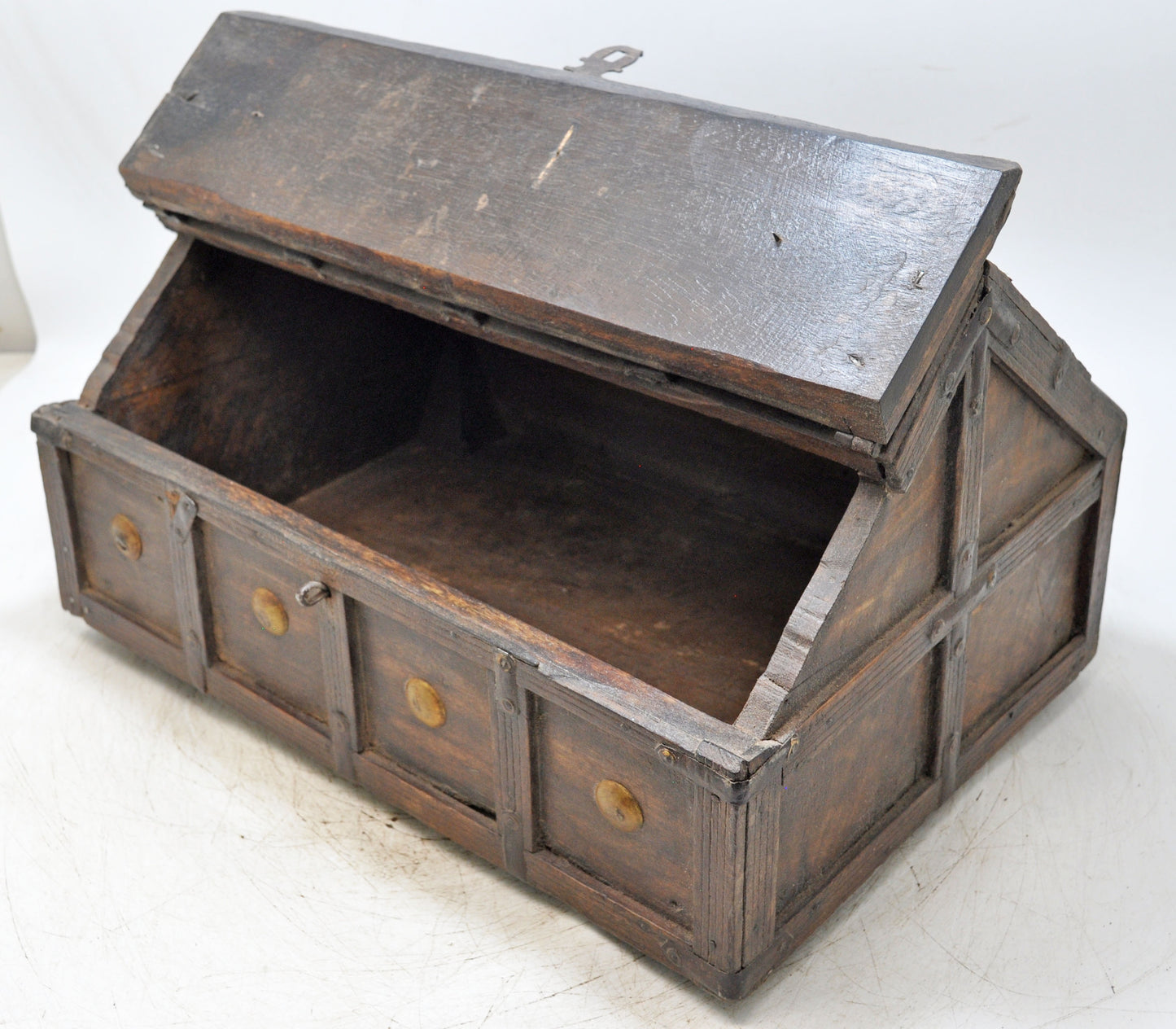 Vintage Wooden Large Dome Shaped Storage Box Original Old Hand Crafted
