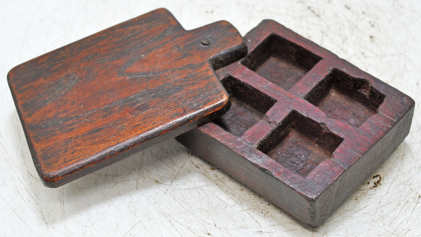 Antique Wooden Kitchenware Spice Box Original Old Hand Carved