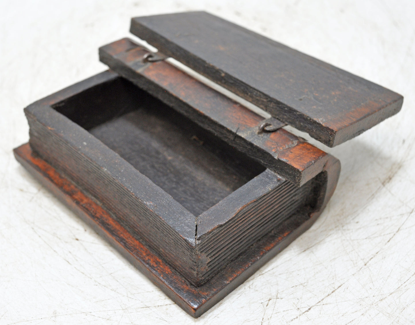 Vintage Wooden Book Shaped Small Storage Box Original Old Hand Crafted